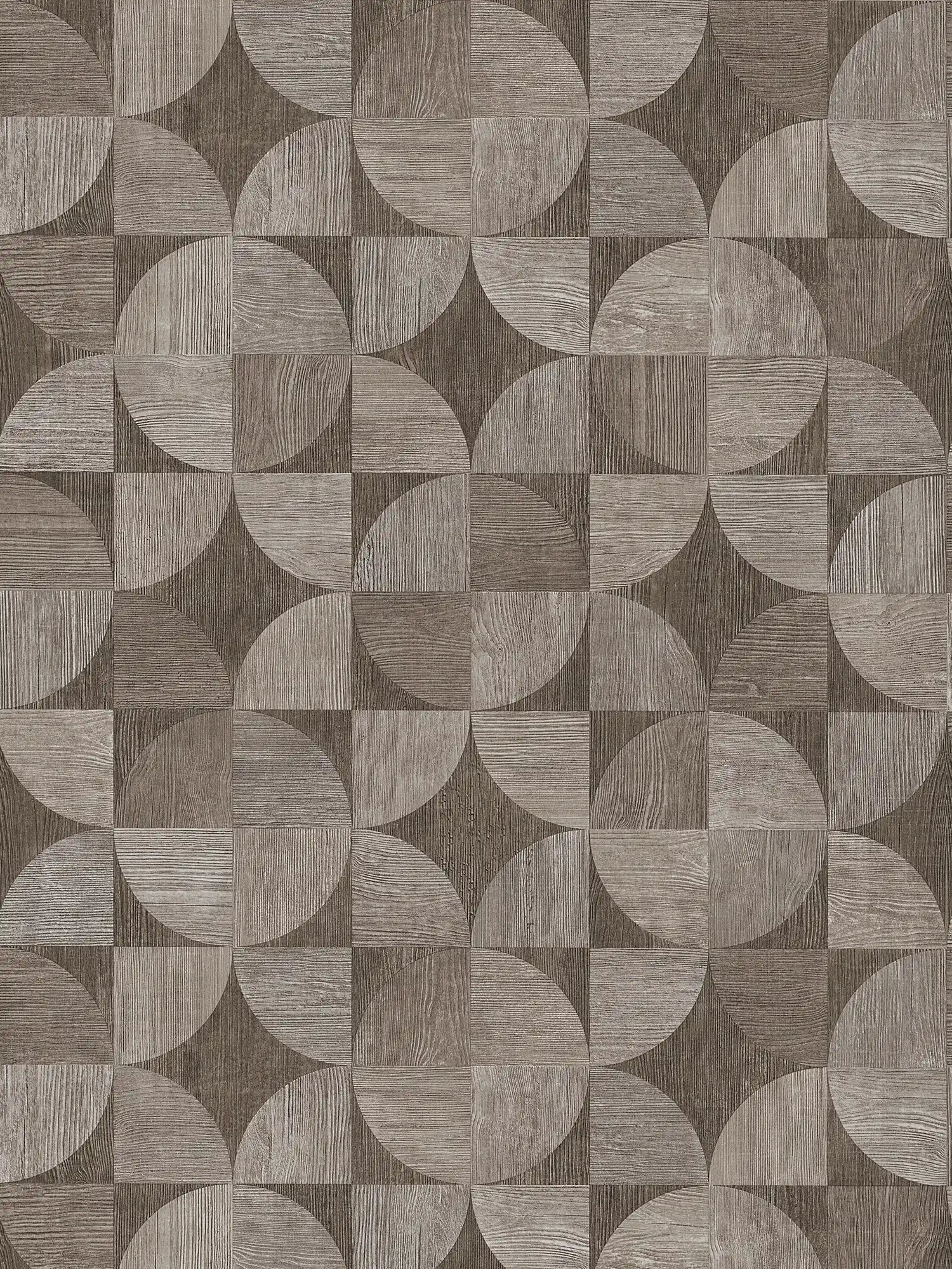         Wallpaper with graphic pattern in wood look - grey, brown
    