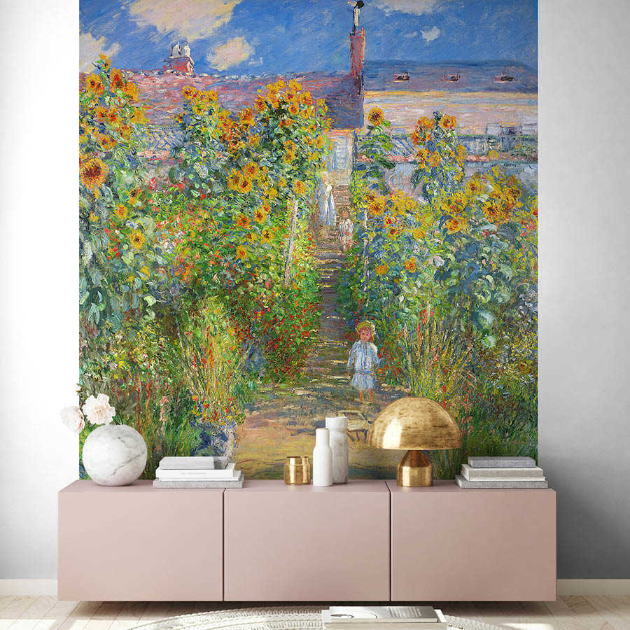 Sonnenblumen, Garten, Pfad, Wandtapete, Wohnkultur