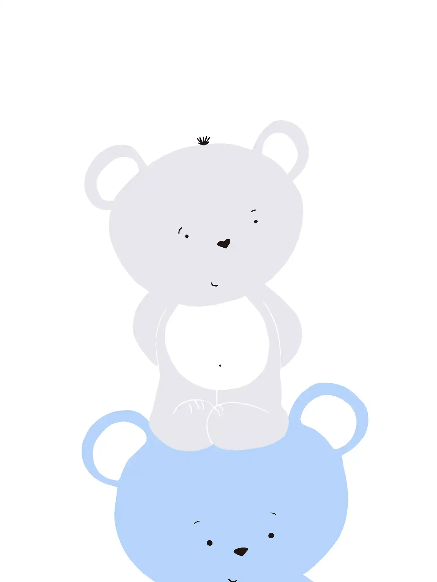 Boys room wallpaper bears pattern - blue, grey , white