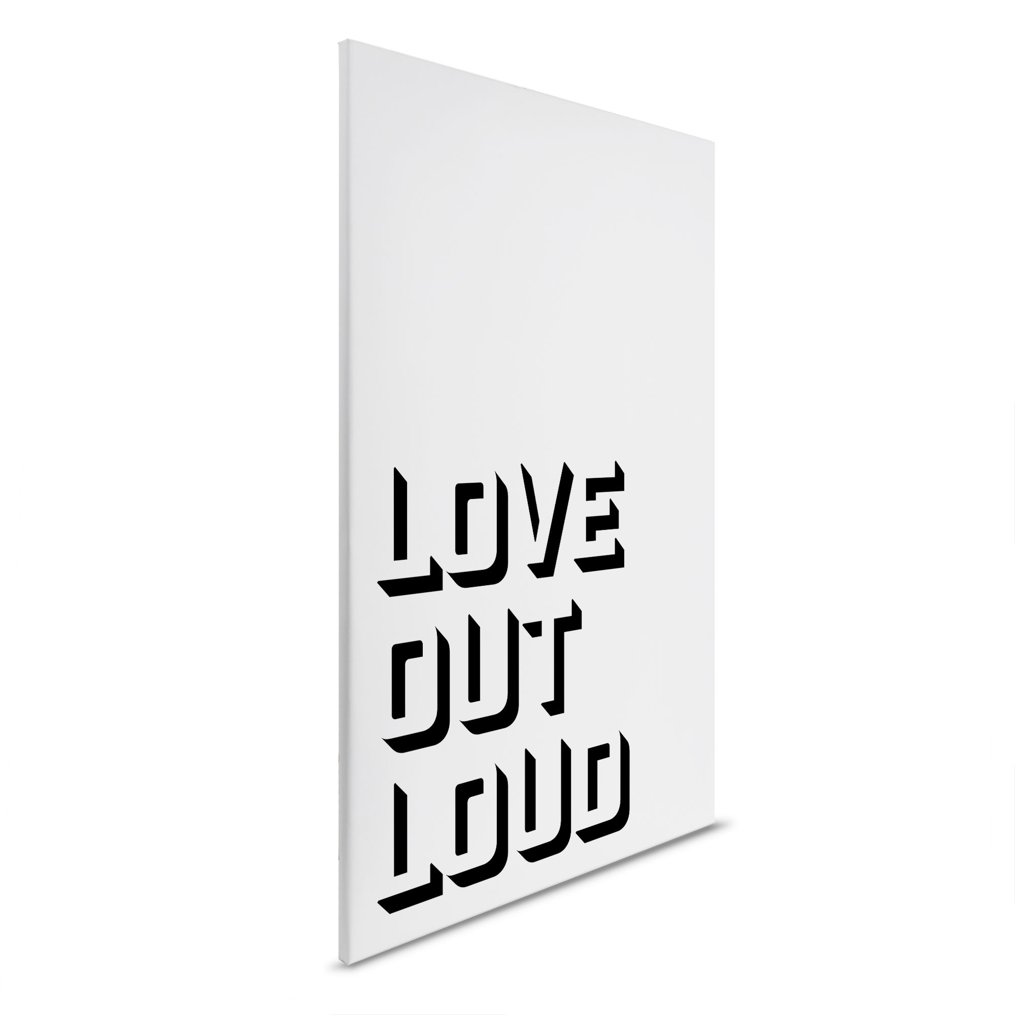         Tableau Love Out Loud - toile statement en noir et blanc - 30 x 45 cm - blanc, noir
    