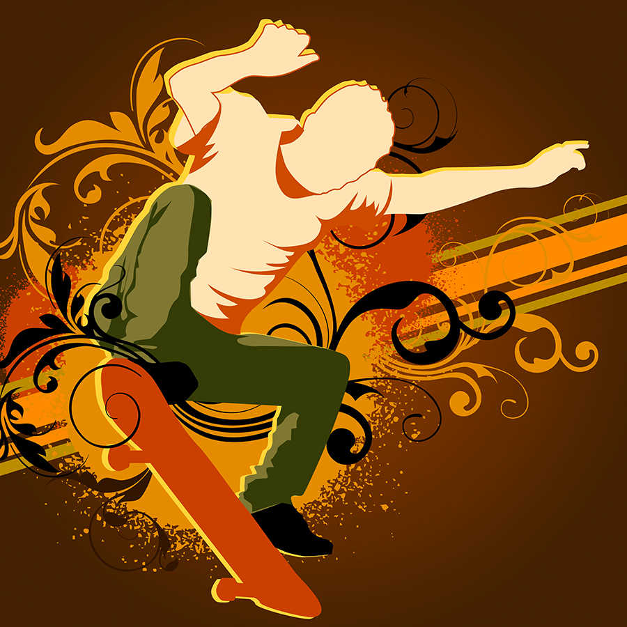         Fototapete verspieltes Motiv mit Skater – Premium Glattvlies
    