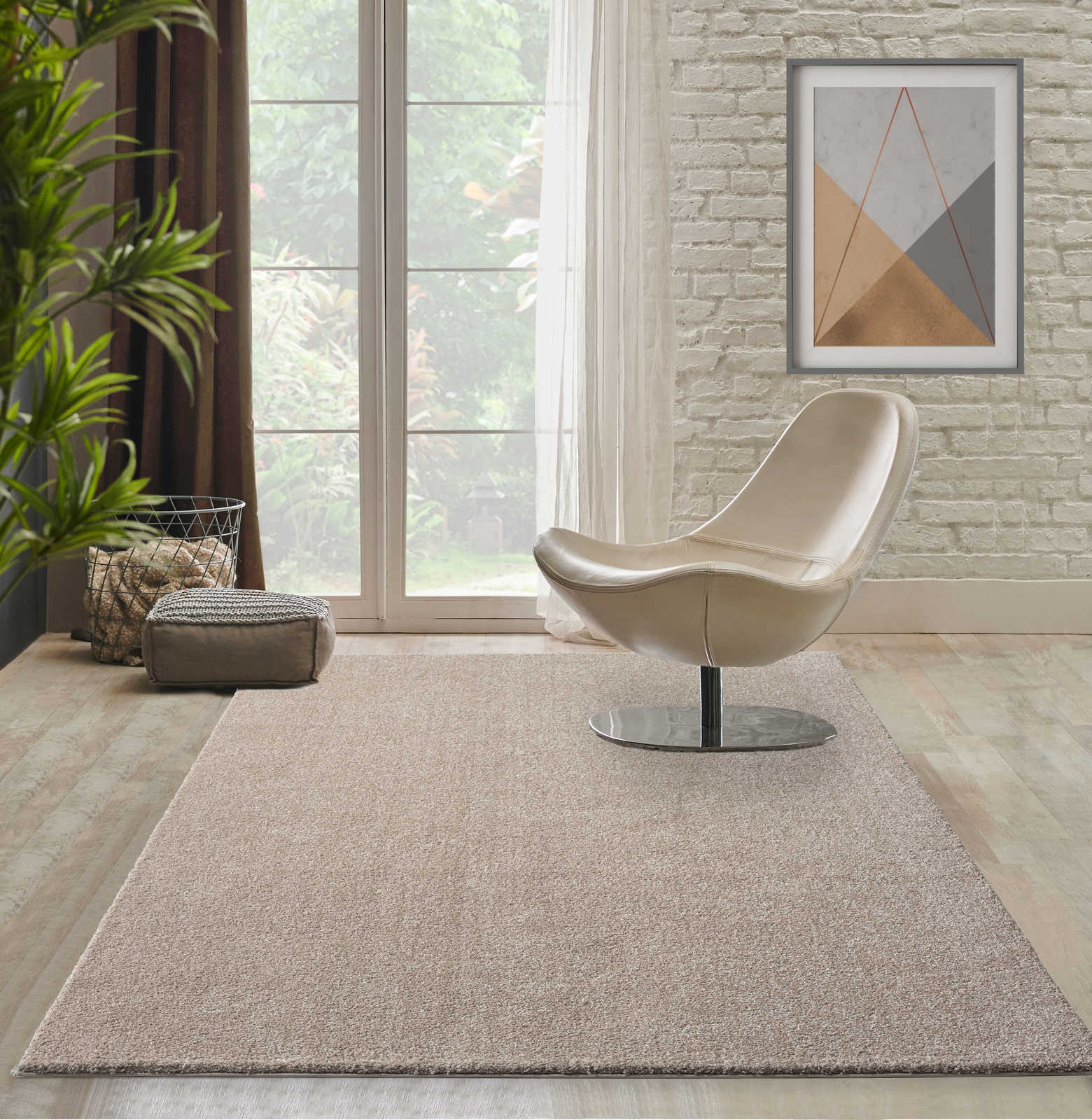         Sanfter Kurzflor Teppich in Beige – 110 x 60 cm
    
