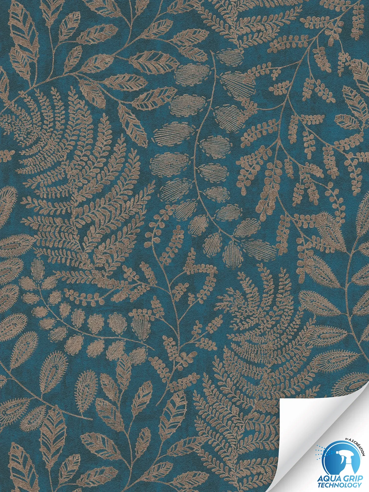         papier peint en papier intissé uni clair et sobre avec une structure textile discrète - Water. Fixe. Prêt à l'emploi. - bleu, or, turquoise
    