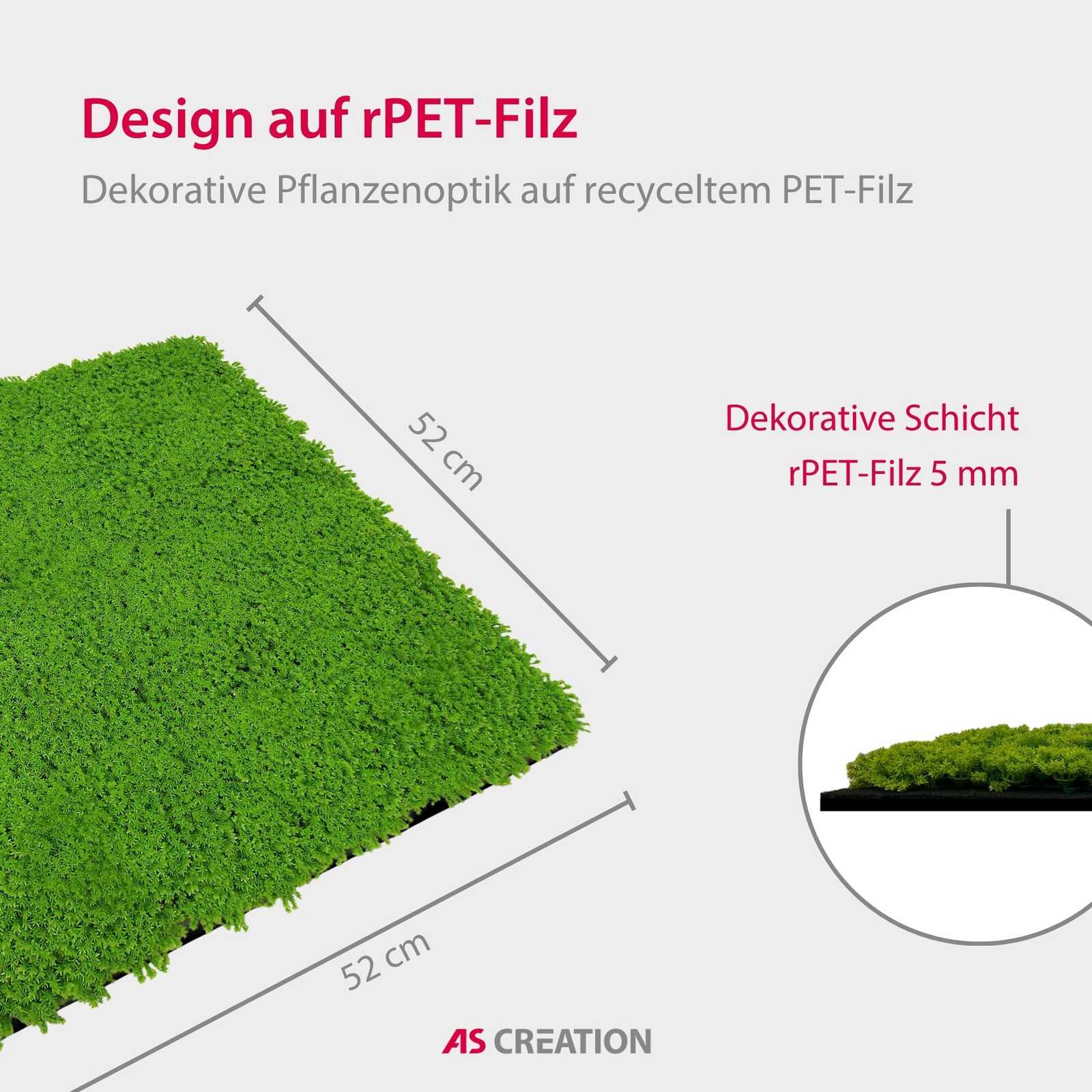 Pflanzenmatte, Kunstpflanze, Grün, Dekor, rPET-Filz
