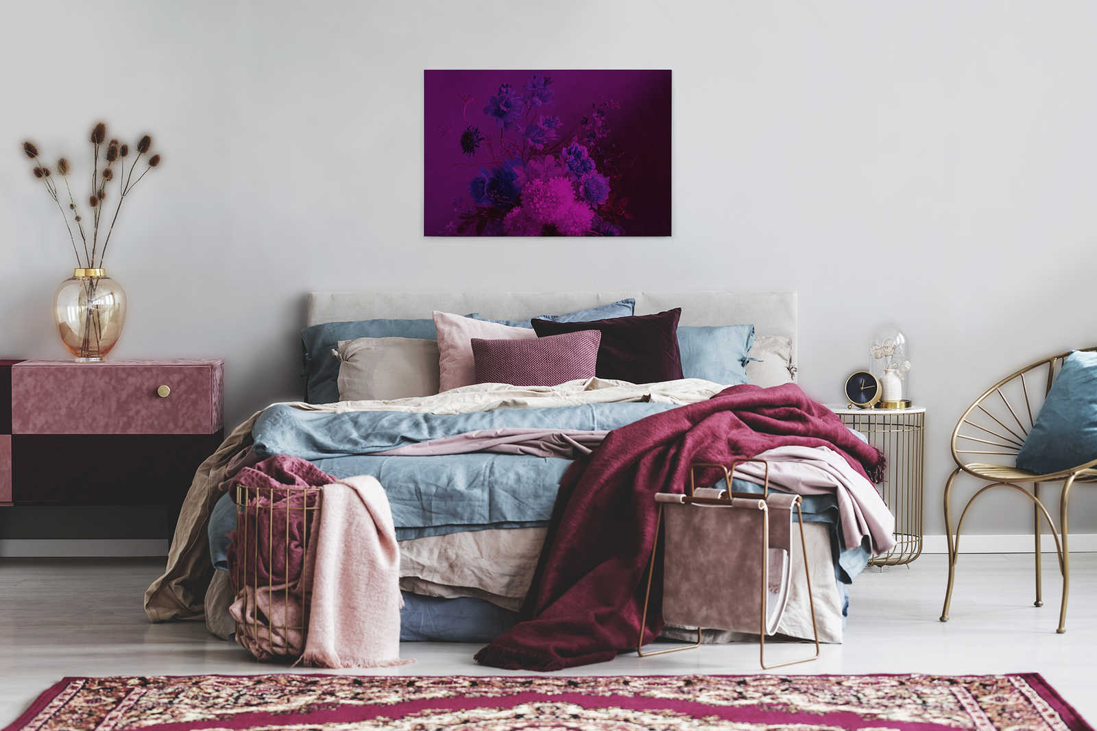             Neon Canvas Schilderij met bloemen Stilleven | boeket Vibran 3 - 0.90 m x 0.60 m
        