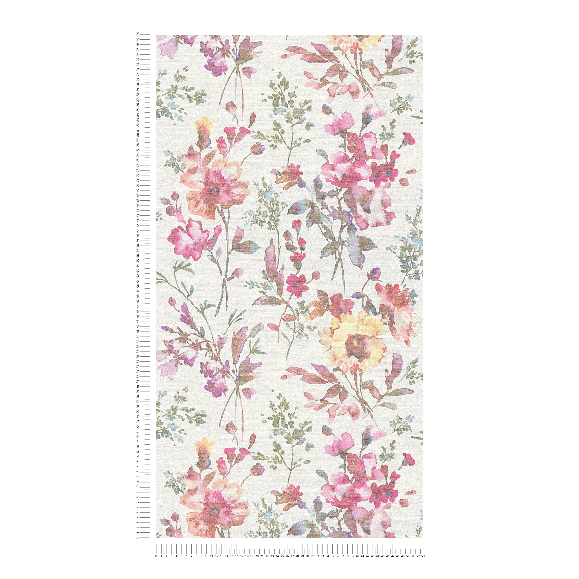             COSMOLiving - Vliestapete mit romantischem Blumenmuster in Pastellfarben mit glänzenden Effekten – Weiß, Metallic, Grün
        