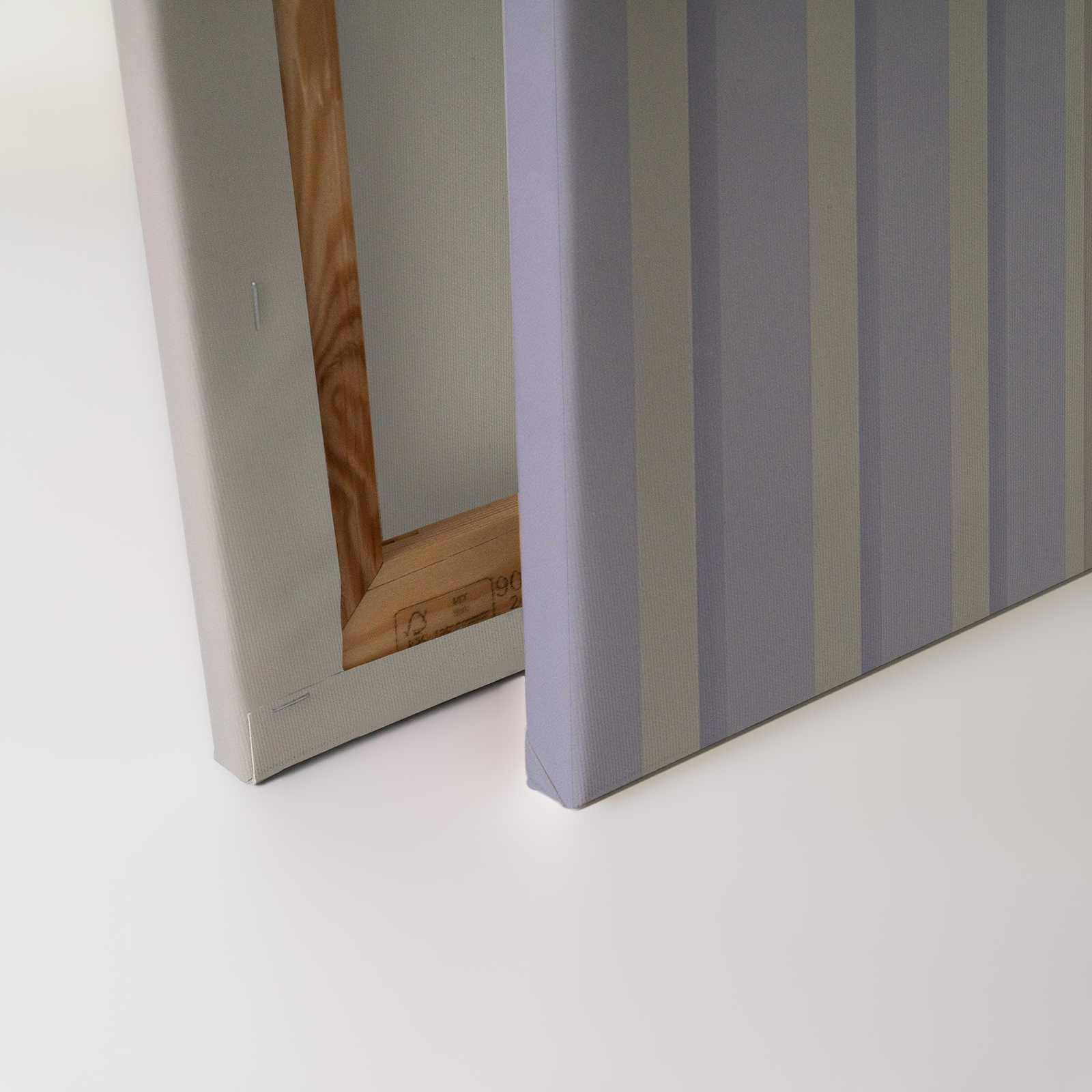 Illusion Room 1 - Leinwandbild 3D Streifen Design in Lila &amp; Grau – 0,90 m x 0,60 m