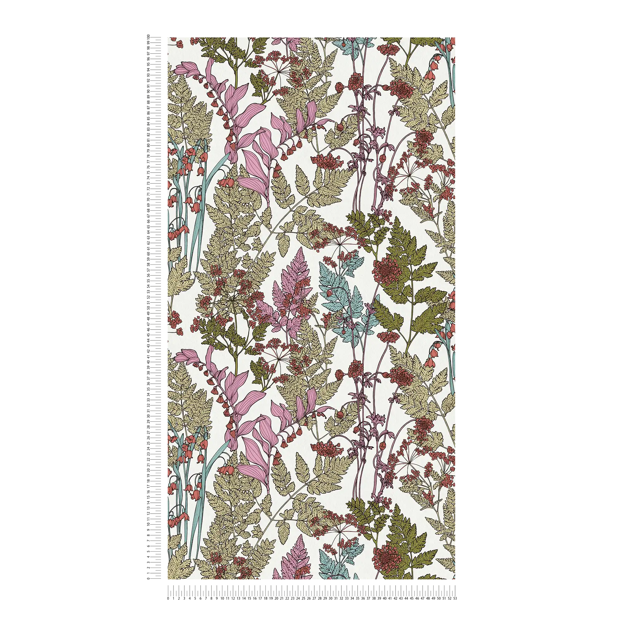             Tapete Blätter & Blumen Design im modern Botanical Stil – Bunt, Grün, Blau
        