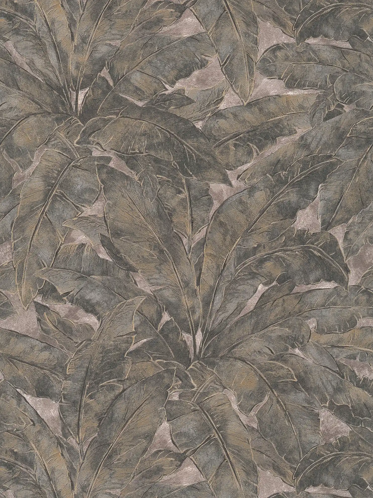 Jungle behang met gouden contour - zilver, beige, zwart