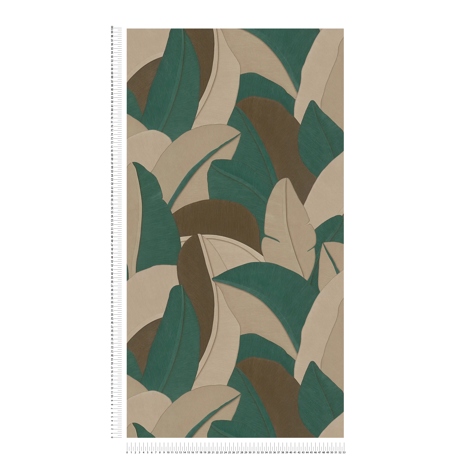 Design Vliestapete mit stilisierten Blattformen strukturiert – Beige, Braun, Grün