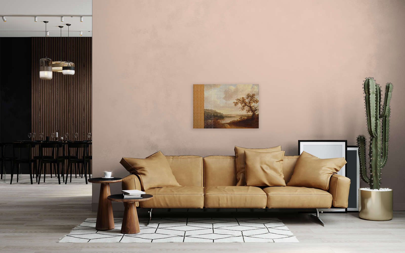 Cortina 1 - Gelbes Leinwandbild Kunst-Mix Gemälde &amp; Grafik Muster – 0,90 m x 0,60 m