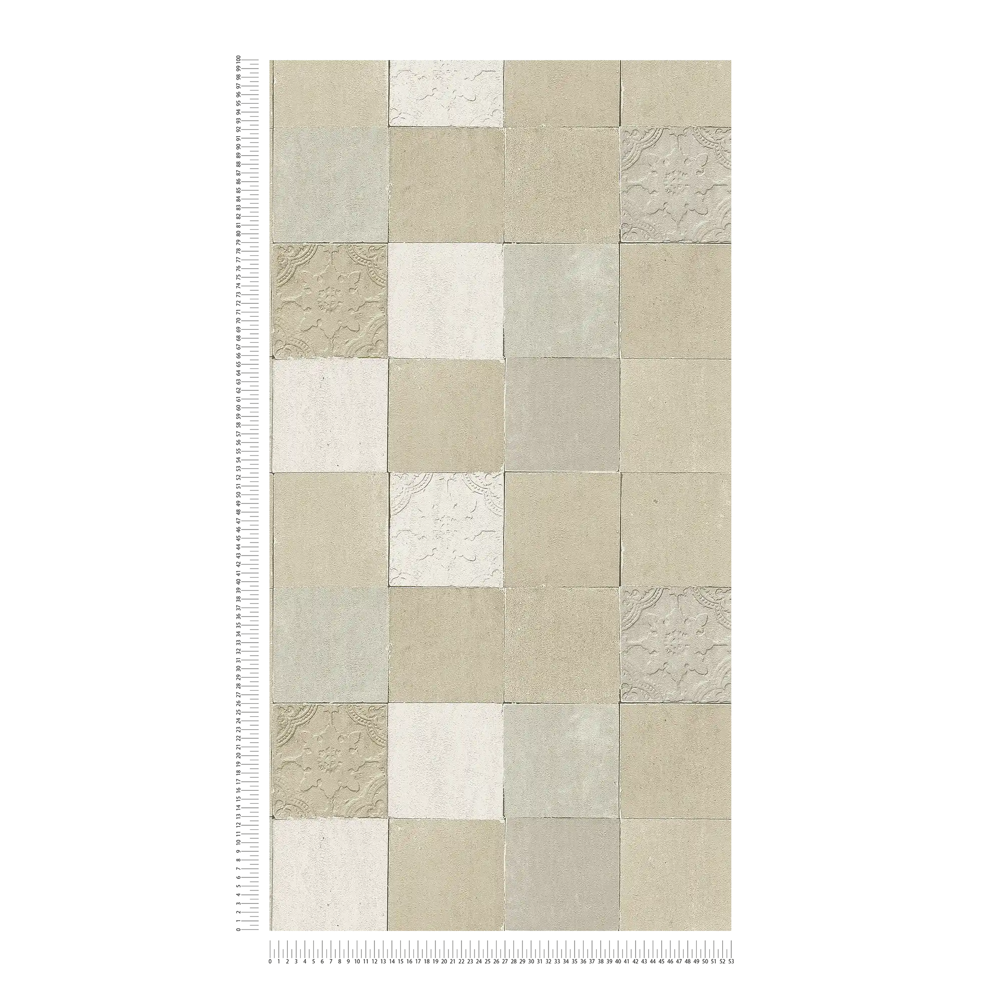             Fliesen-Tapete orientalisches Mosaik – Creme, Grau
        