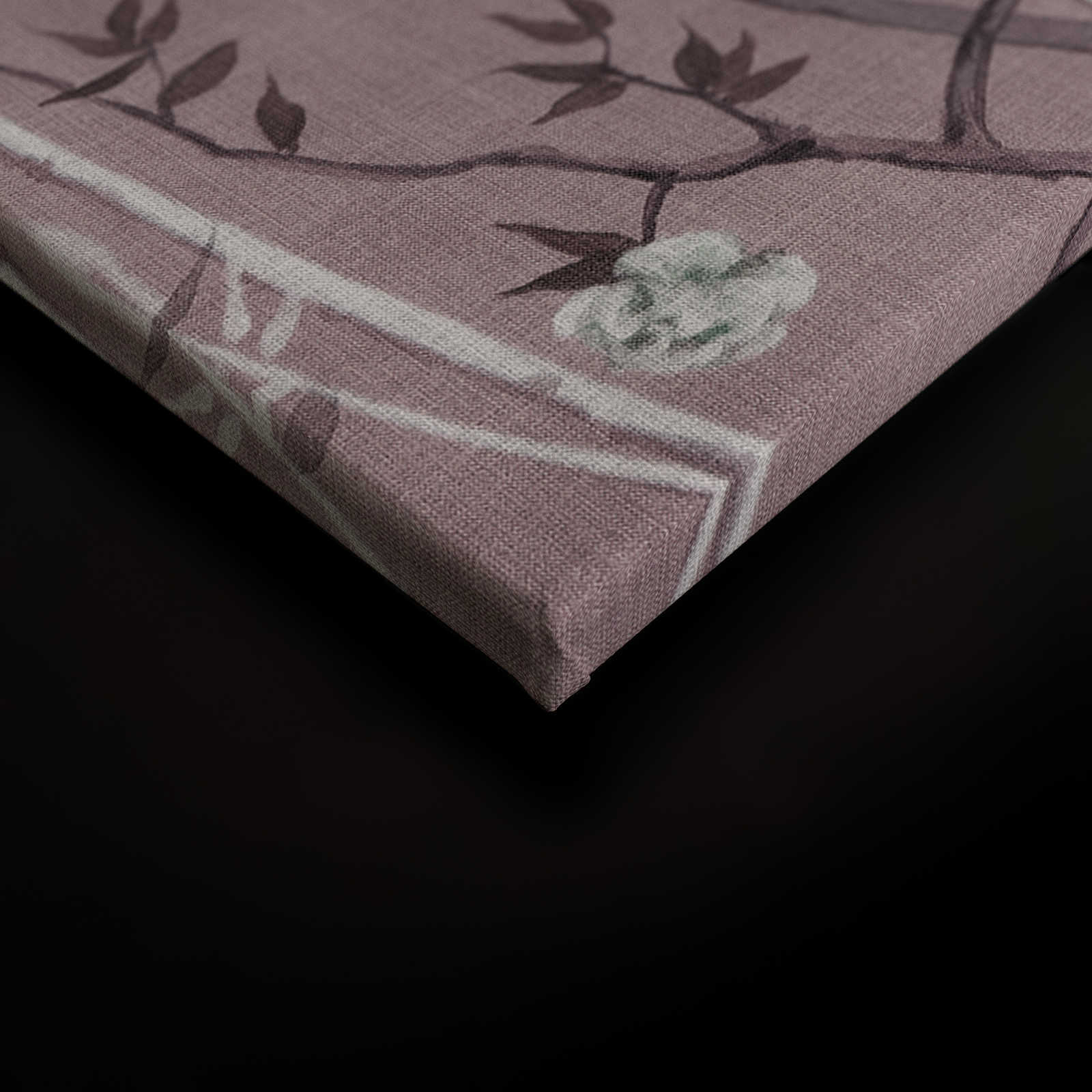             Tea Room 3 - Leinwandbild Vögel & Blüten Design in Rosa & Weiß – 0,90 m x 0,60 m
        