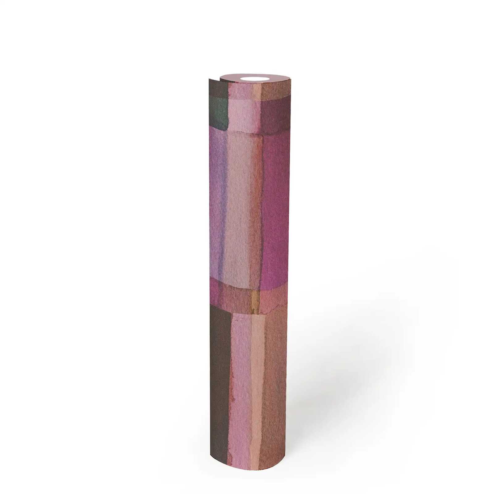             Moderne Vliestapete mit abstraktem Streifenmuster und feiner Oberflächenstruktur – Bunt
        