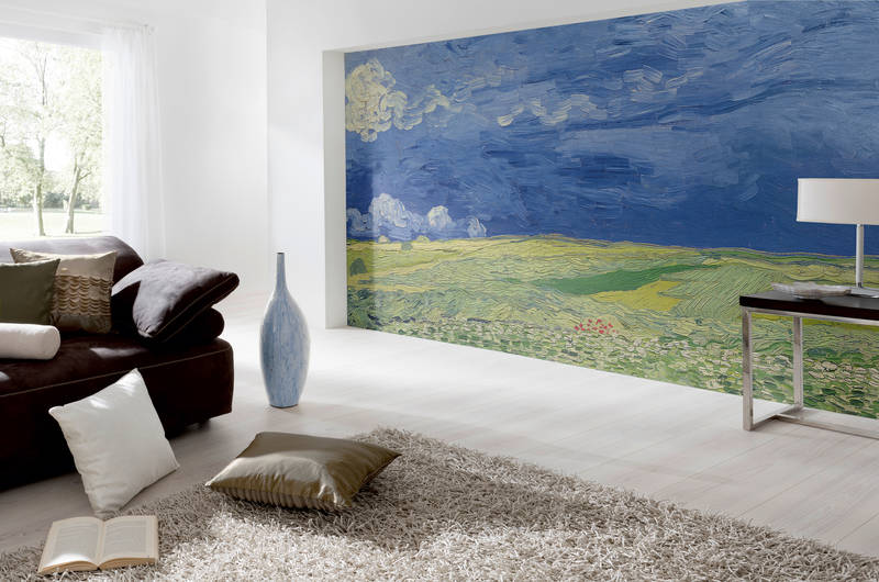             Fototapete 'Weizenfelder unter Gewitterwolken' von Vincent van Gogh
        