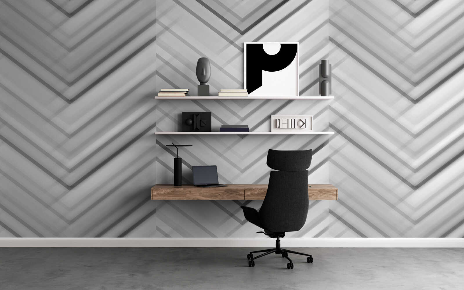 home-office, schreibtisch, stuhl, regal, dekoration