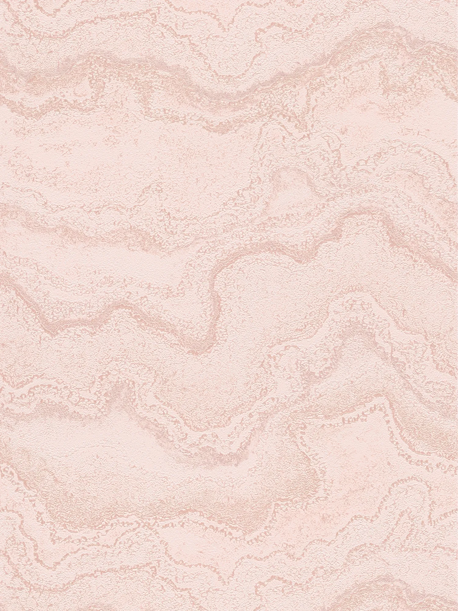 Marmor Anmutung Vliestapete mit sanfter Struktur und glänzendem Finish – Rosa, Rosa, Metallic