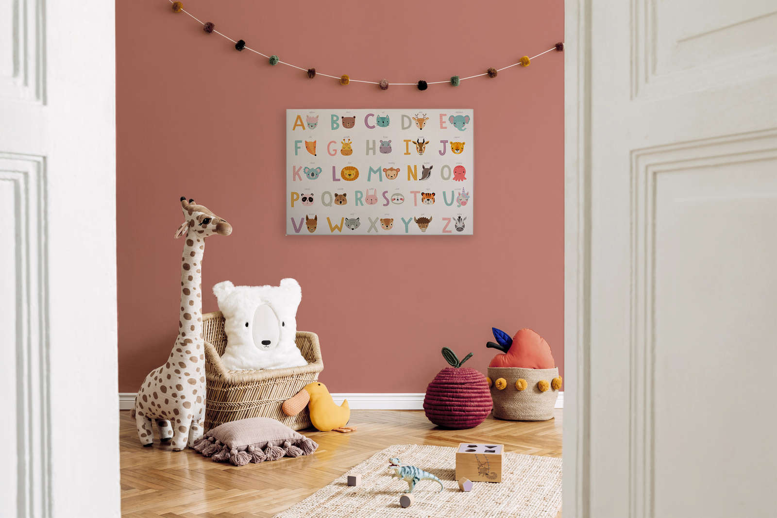 Leinwand ABC mit Tieren und Tiernamen – 90 cm x 60 cm