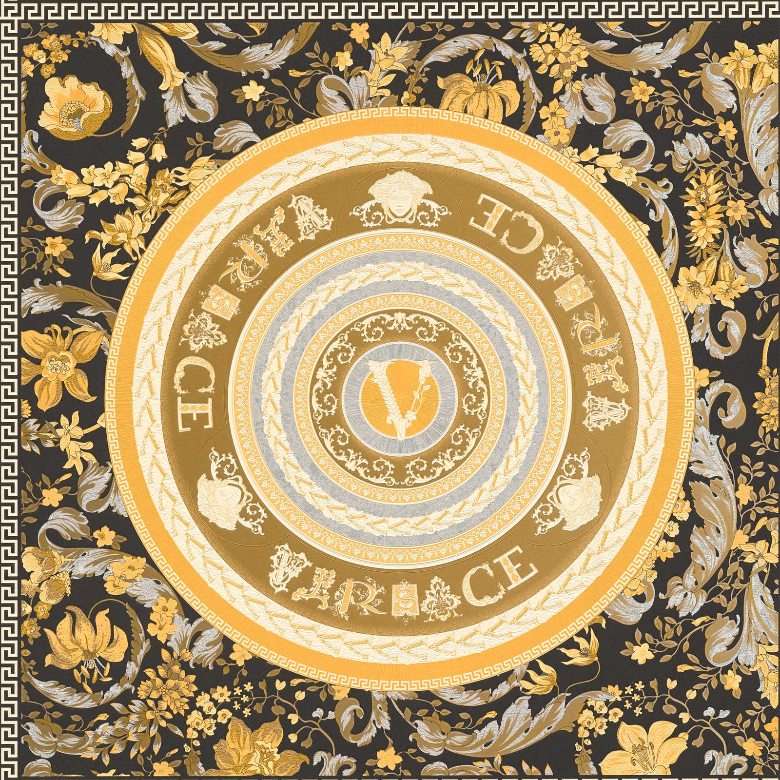         VERSACE Tapete Emblem in Gold und Silber – Schwarz
    