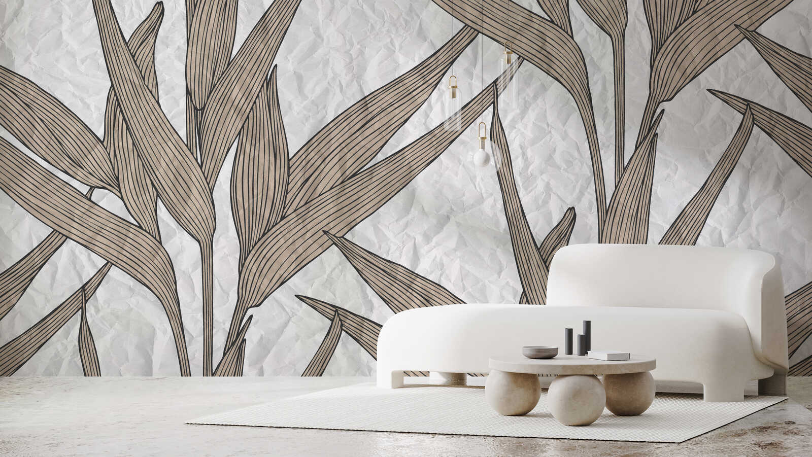wandbild, tapete, pflanzenmuster, wohnzimmer, lounge