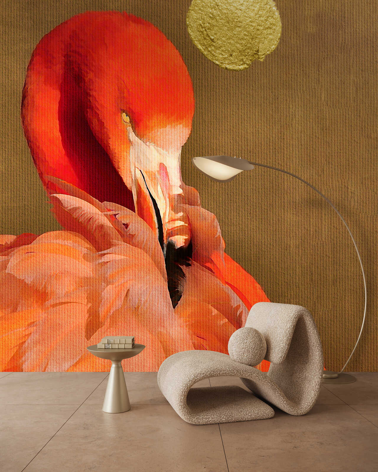 Flamingo, Wandtapete, Gartenstuhl, Sessel, Tisch