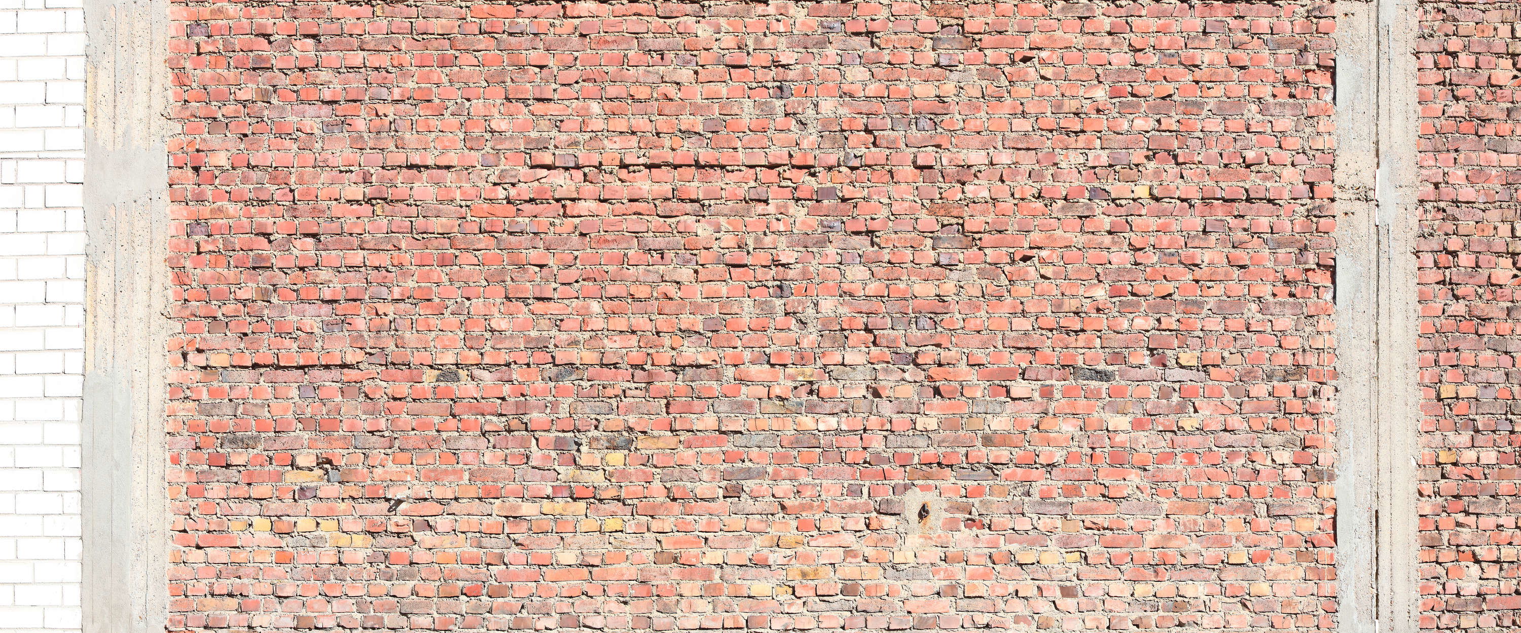             Fototapete mit roten Klinkersteinen und Sichtbetonsäulen
        