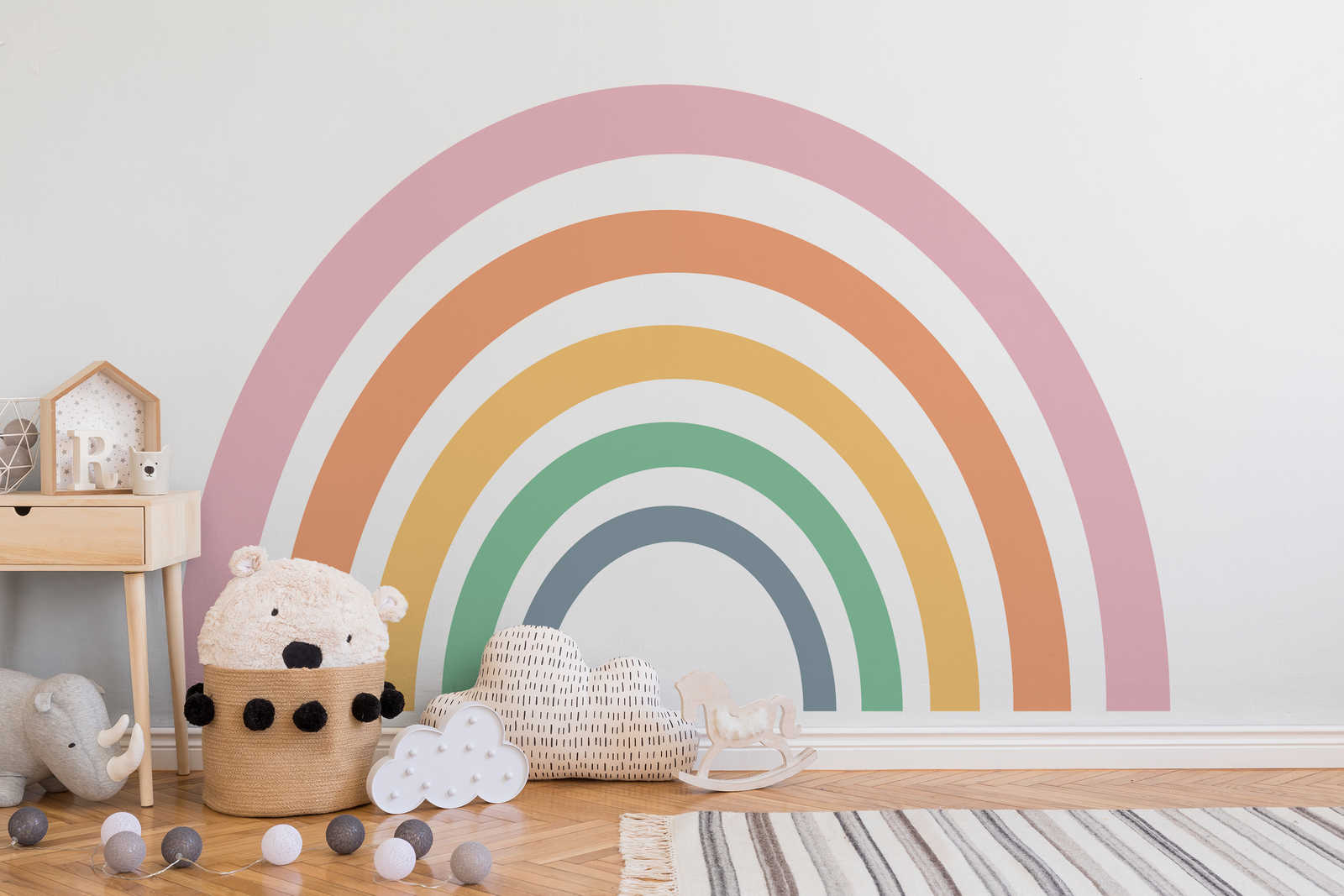         Muurschildering regenboog kleurrijk en schoon
    