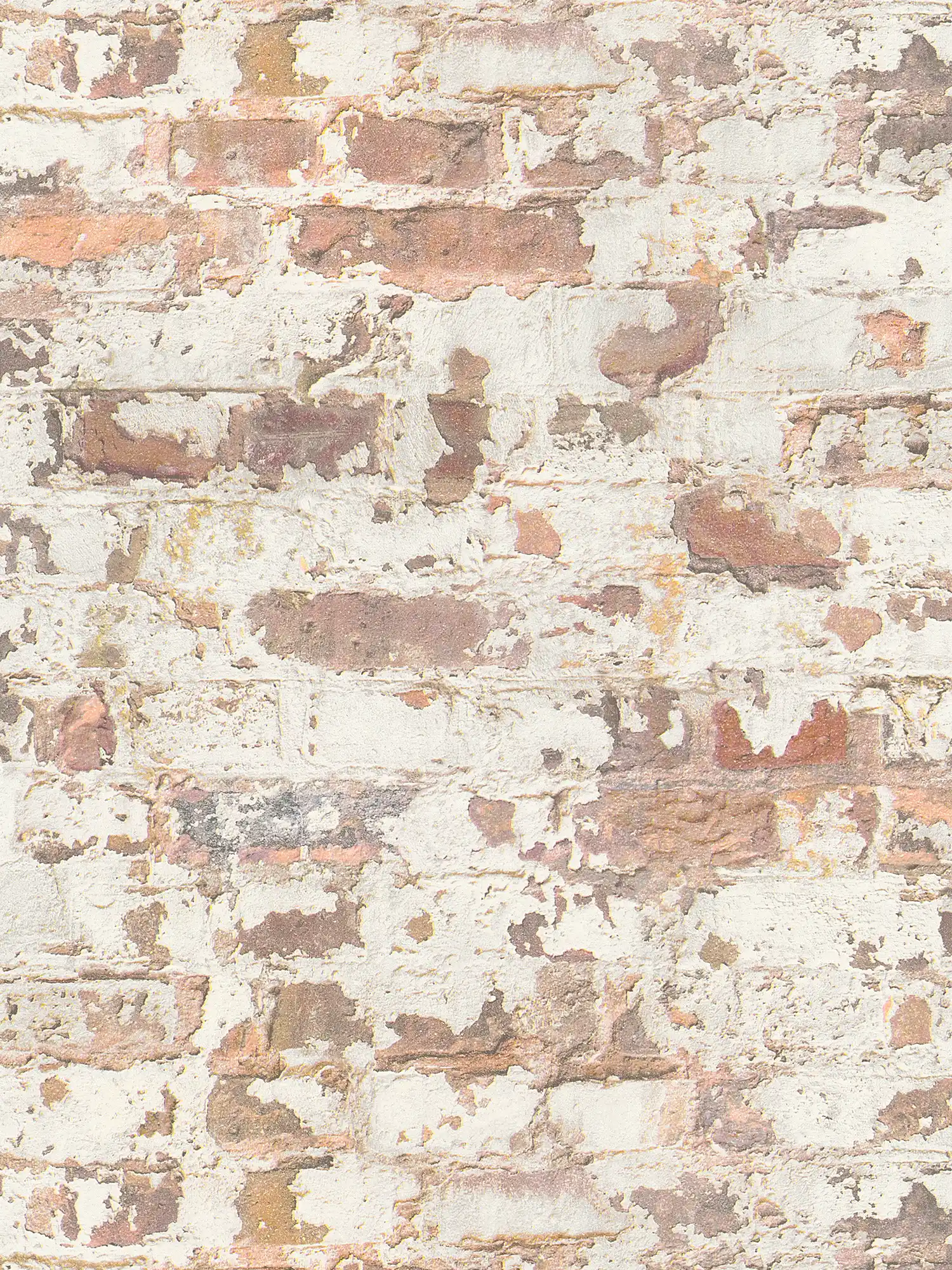         Vintage wall wallpaper with bricks & plaster - orange, white, red
    