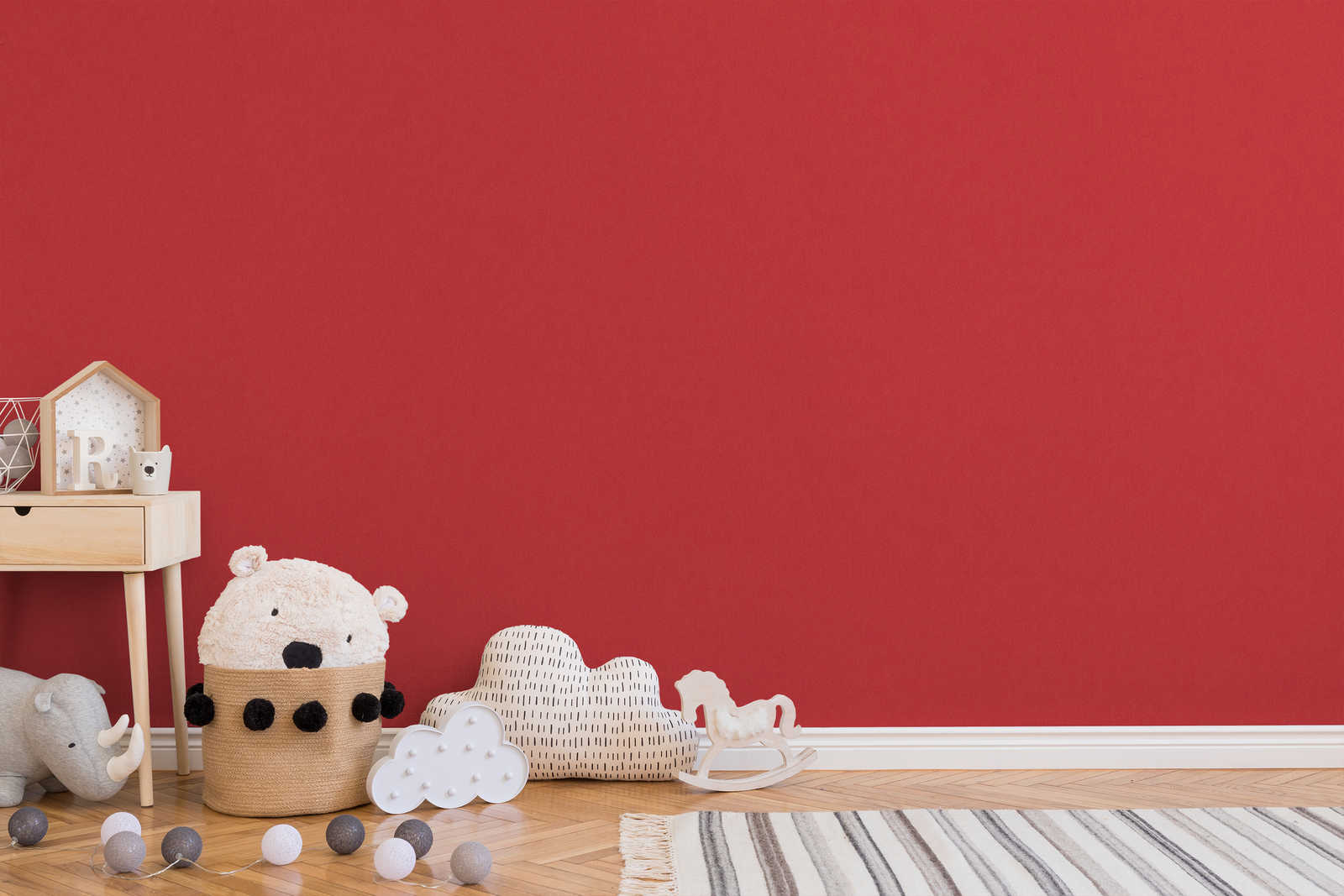             Glatte Kinderzimmer Tapete uni – Rot
        