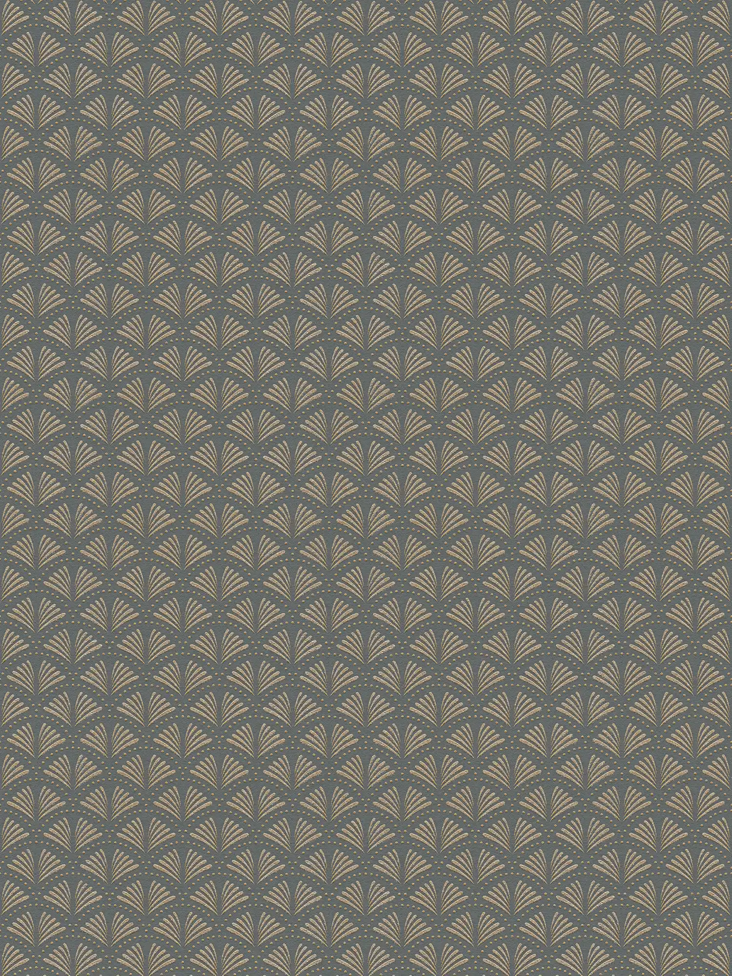         Dunkle Tapete mit Gold Dekor im eleganten Retro Stil – Metallic, Schwarz
    