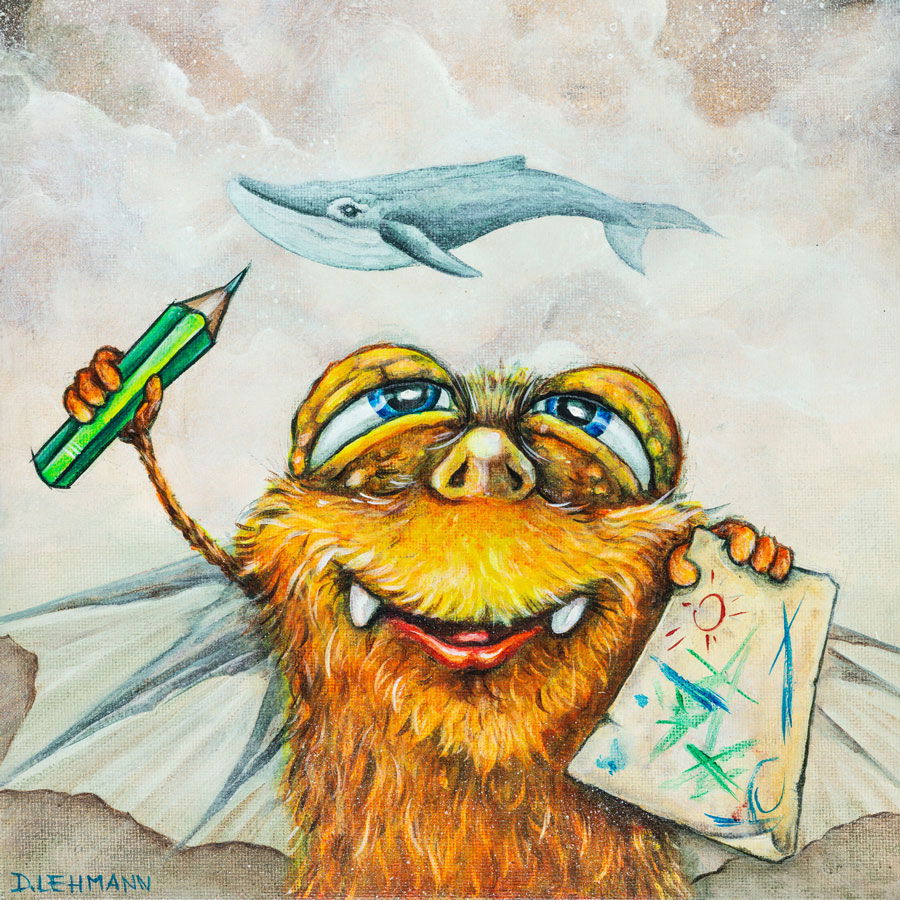         Creative monster wall mural - Funny design with whimsical fantasy creature, smooth and slightly shiny - Colourful
    