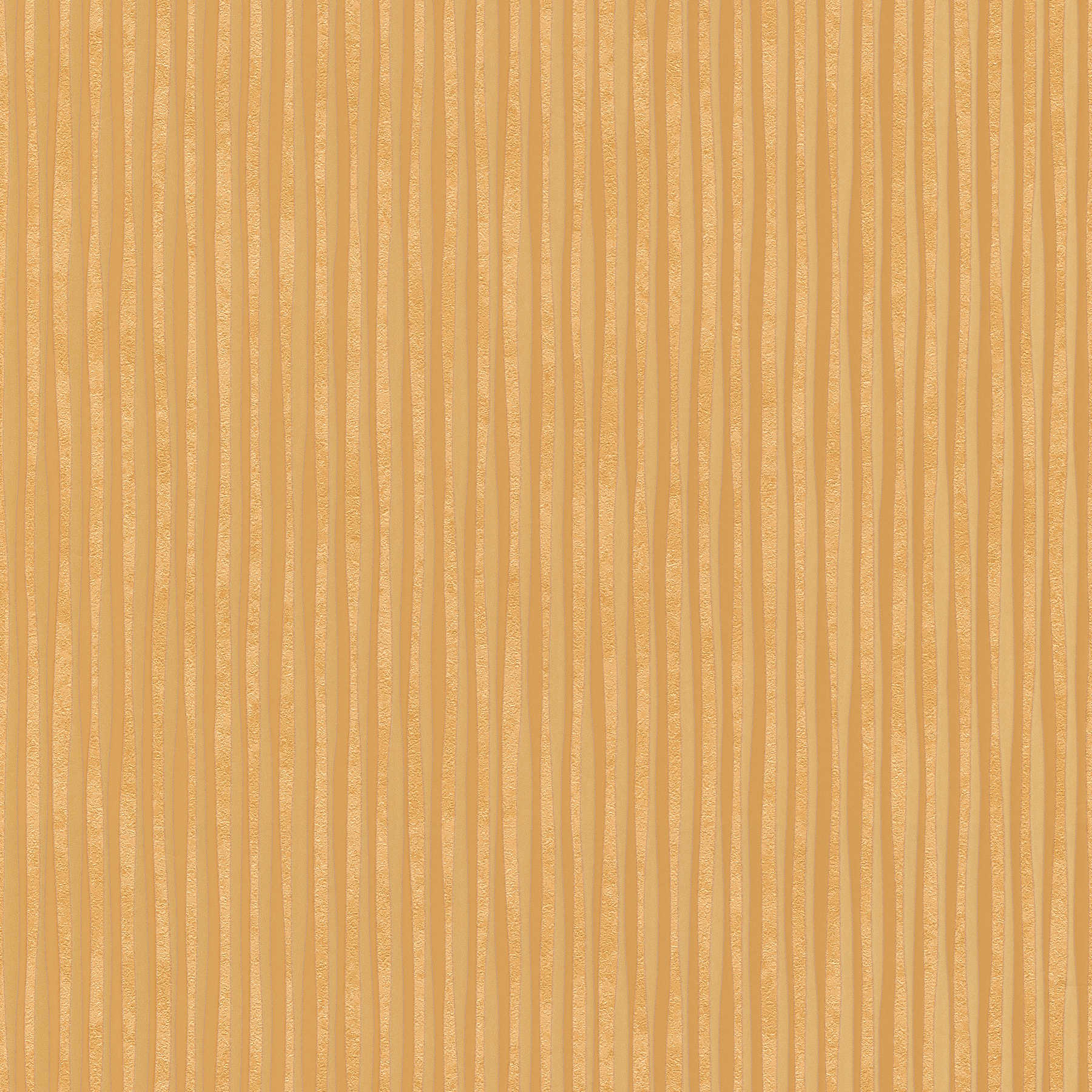             Metallic Design Tapete mit Linienmuster – Orange
        