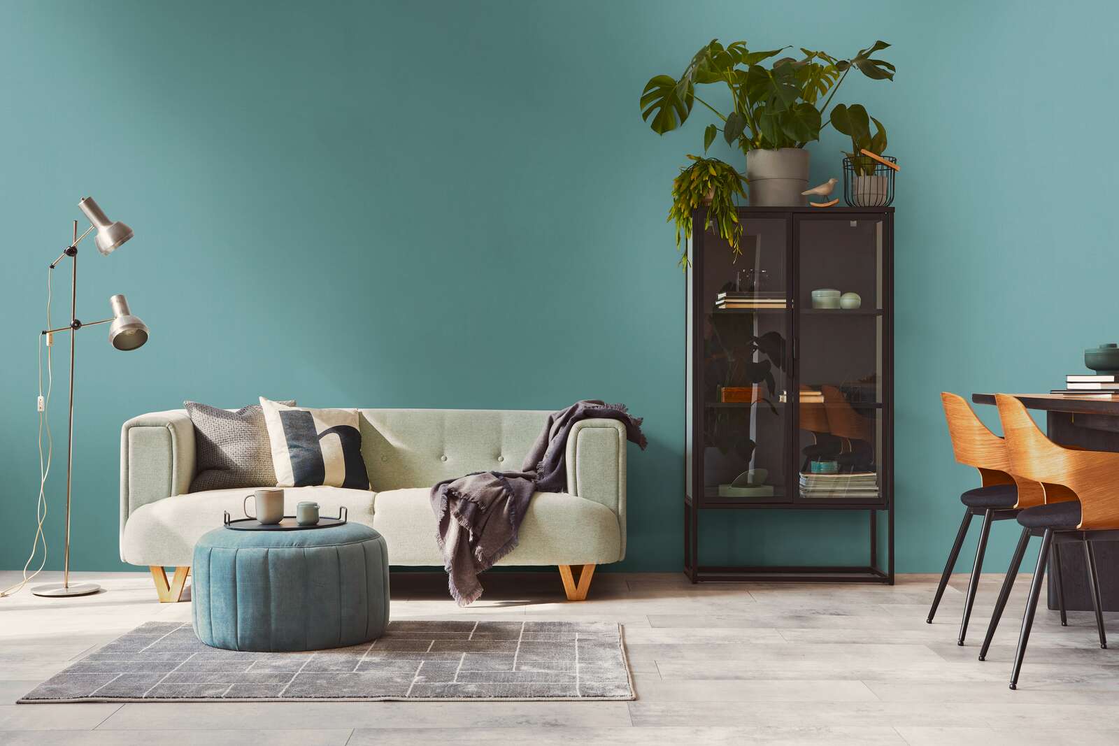             Uni Vliestapete mit feiner Textiltextur – Blau, Türkis
        