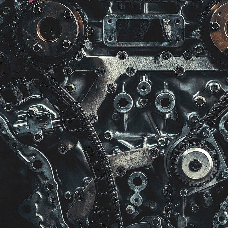         Urban Loft papier peint intissés - papier peint en papier avec détails moteur et effet 3D - Gris, noir
    