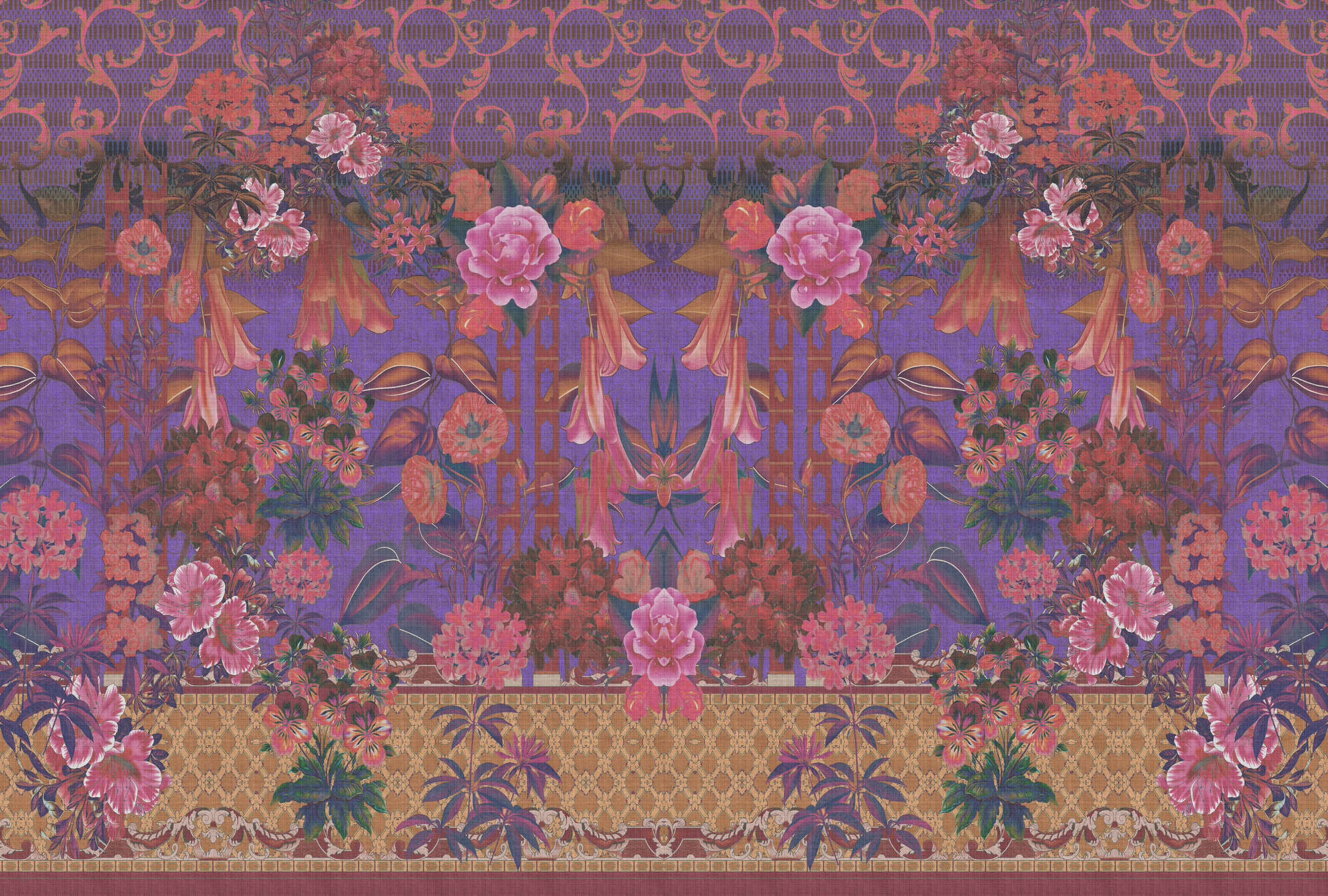             Fototapete »sati 1« - Blütendesign mit Leinenstruktur-Optik – Violett | Glattes, leicht glänzendes Premiumvlies
        