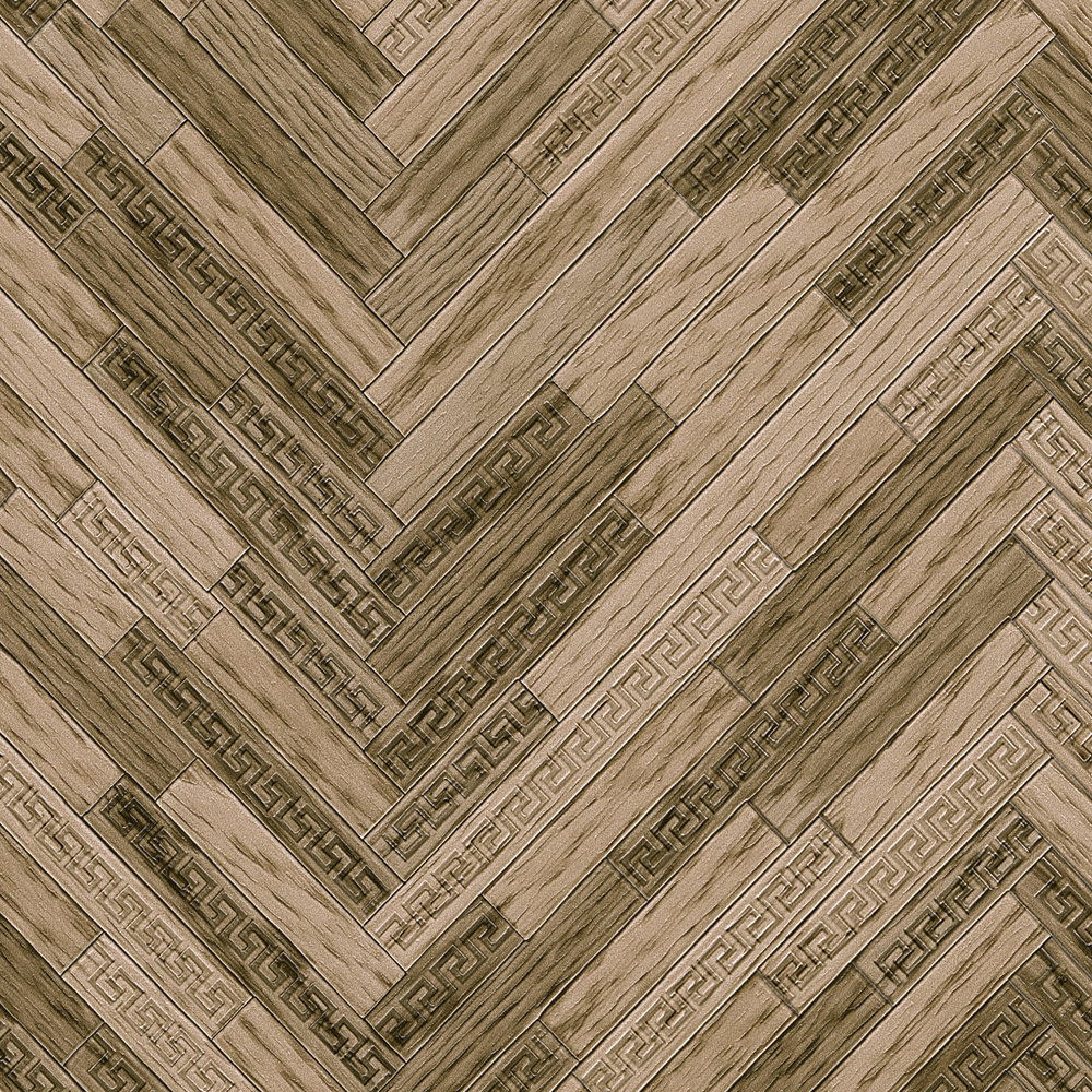             VERSACE Home Tapete elegante Holzoptik – Braun, Beige
        