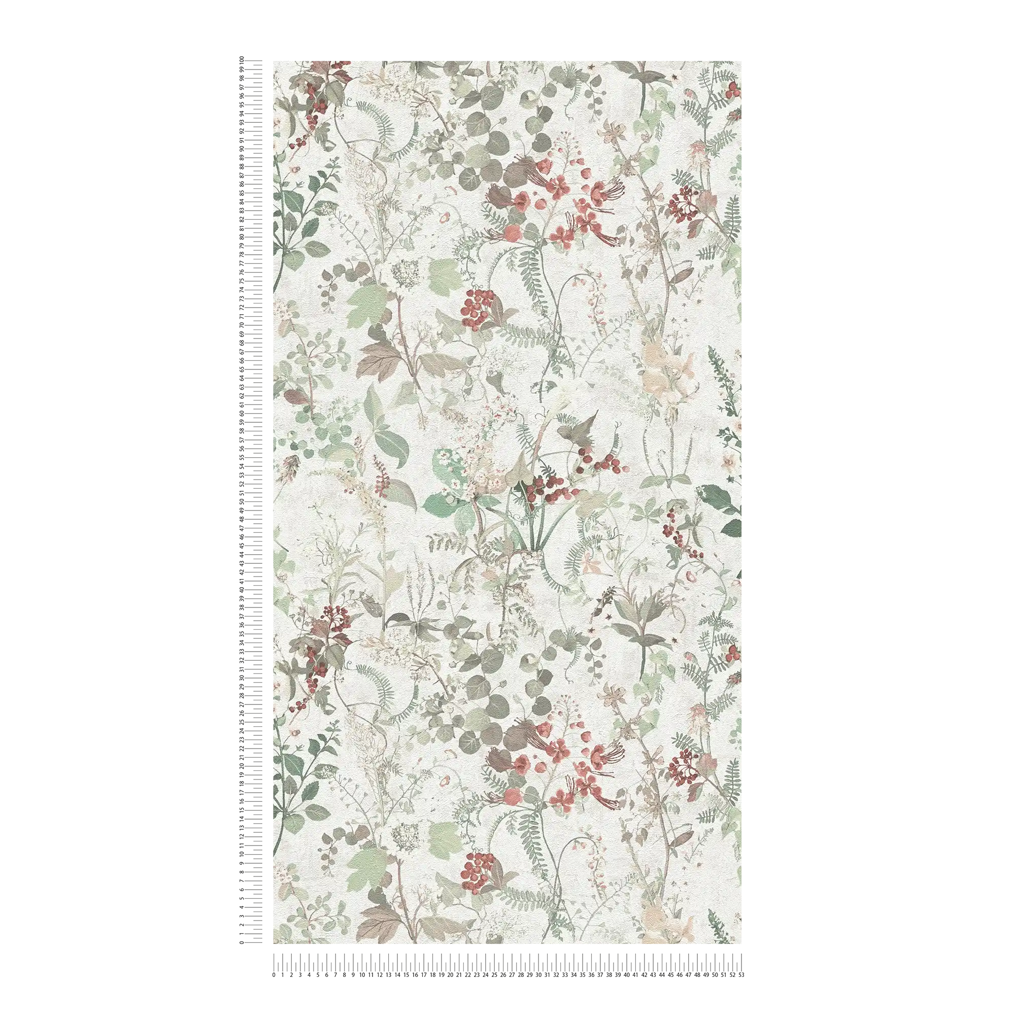             Tapete Blumen & Beeren im Landhaus Stil – Creme, Rot
        