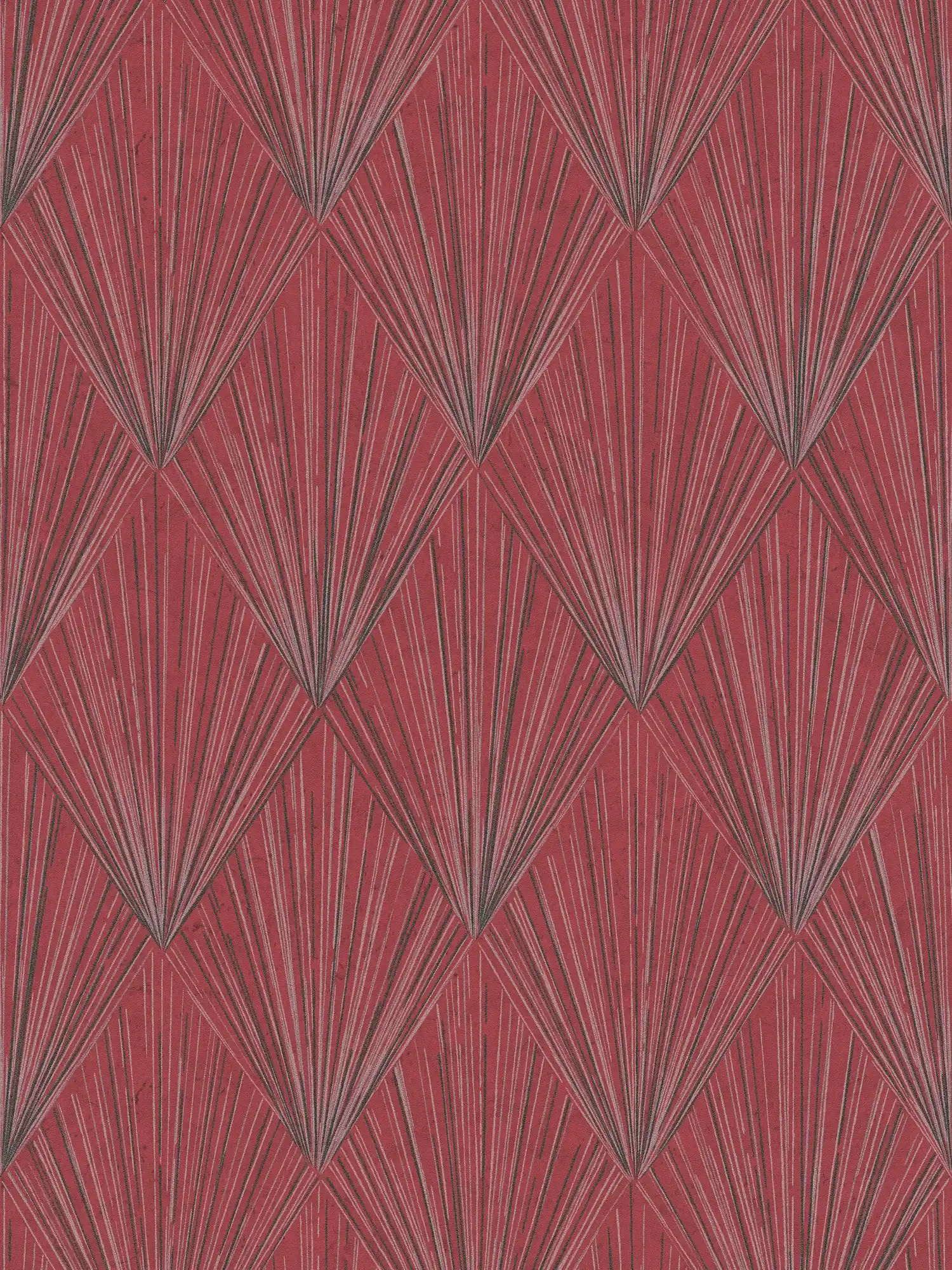         Papier peint à motif Art déco moderne & effet métallique - métallique, rouge, noir
    
