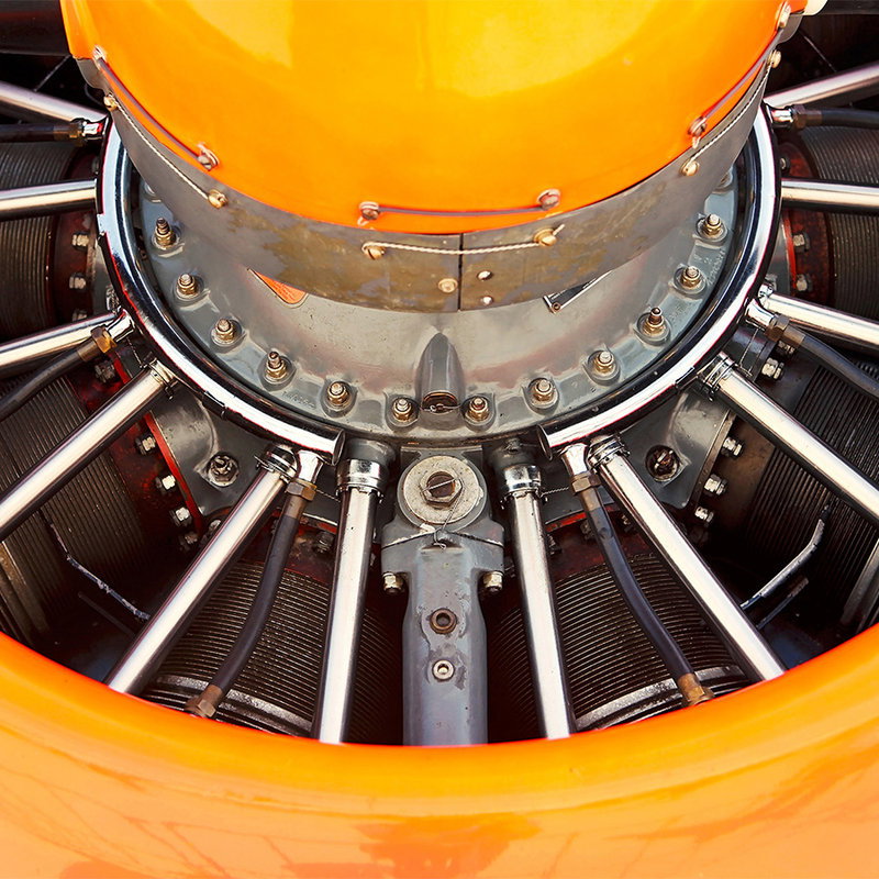 Jettriebwerk, Turbine, Zylinderköpfe, Schrauben, Mechanischer Überblick
