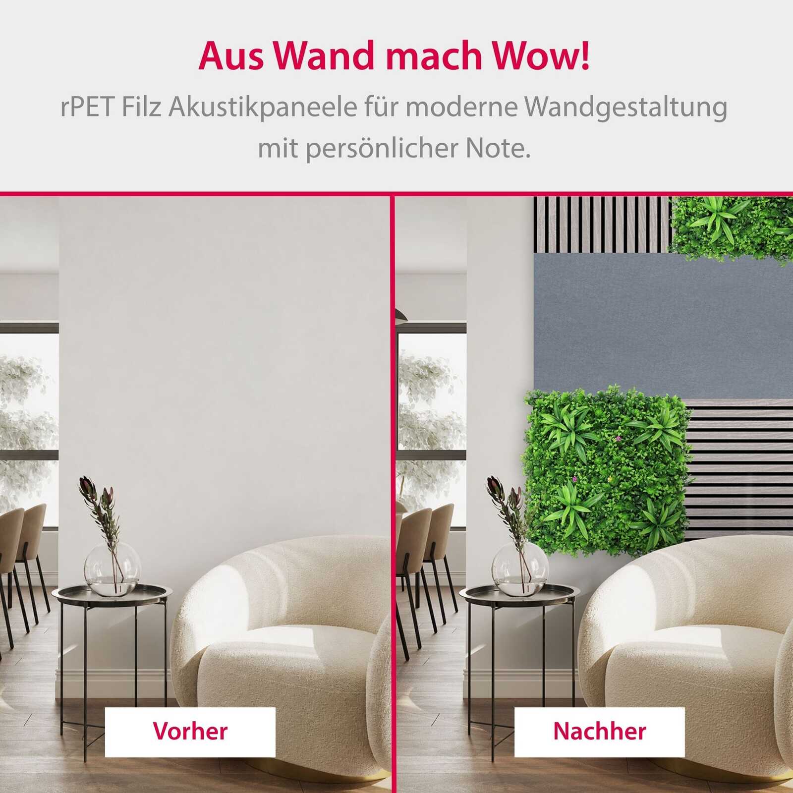 wohnzimmer, deko, pflanzenwand, blumenarrangement, sessel