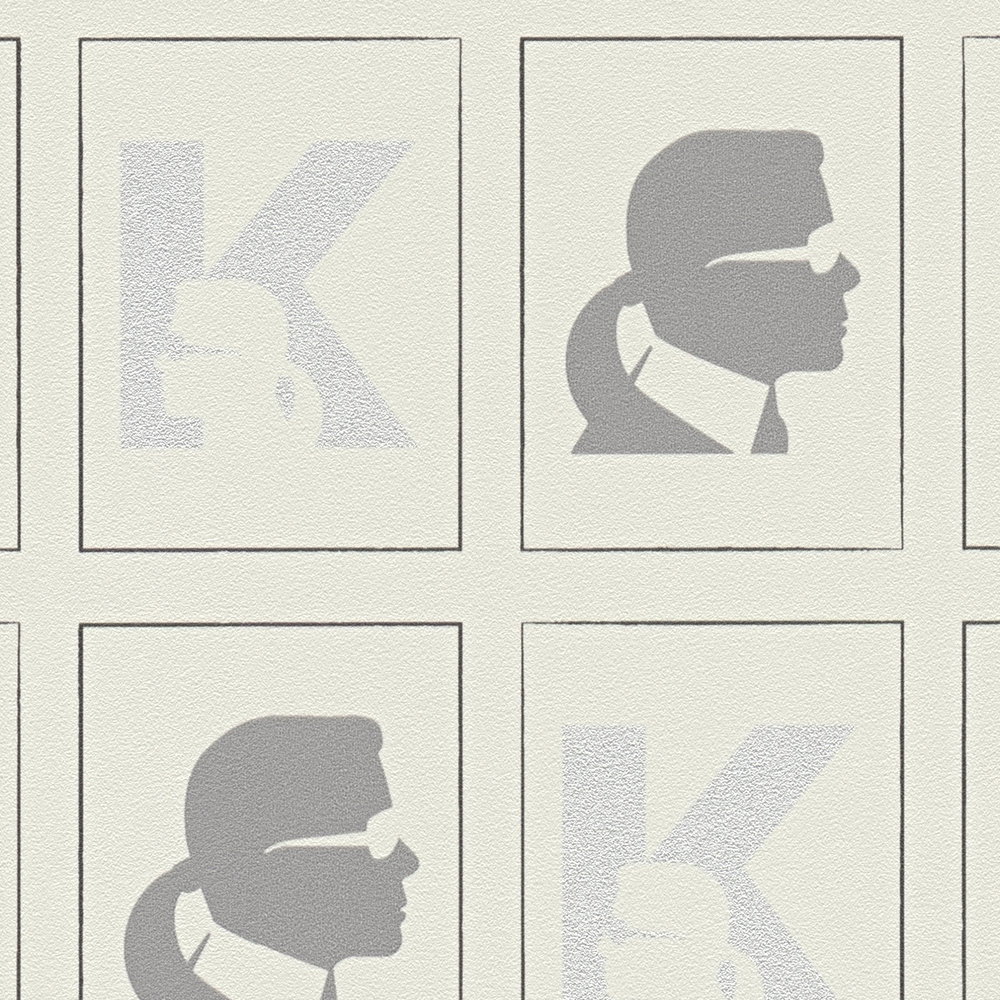             Vliestapete Karl LAGERFELD mit Profil-Muster – Grau, Schwarz
        