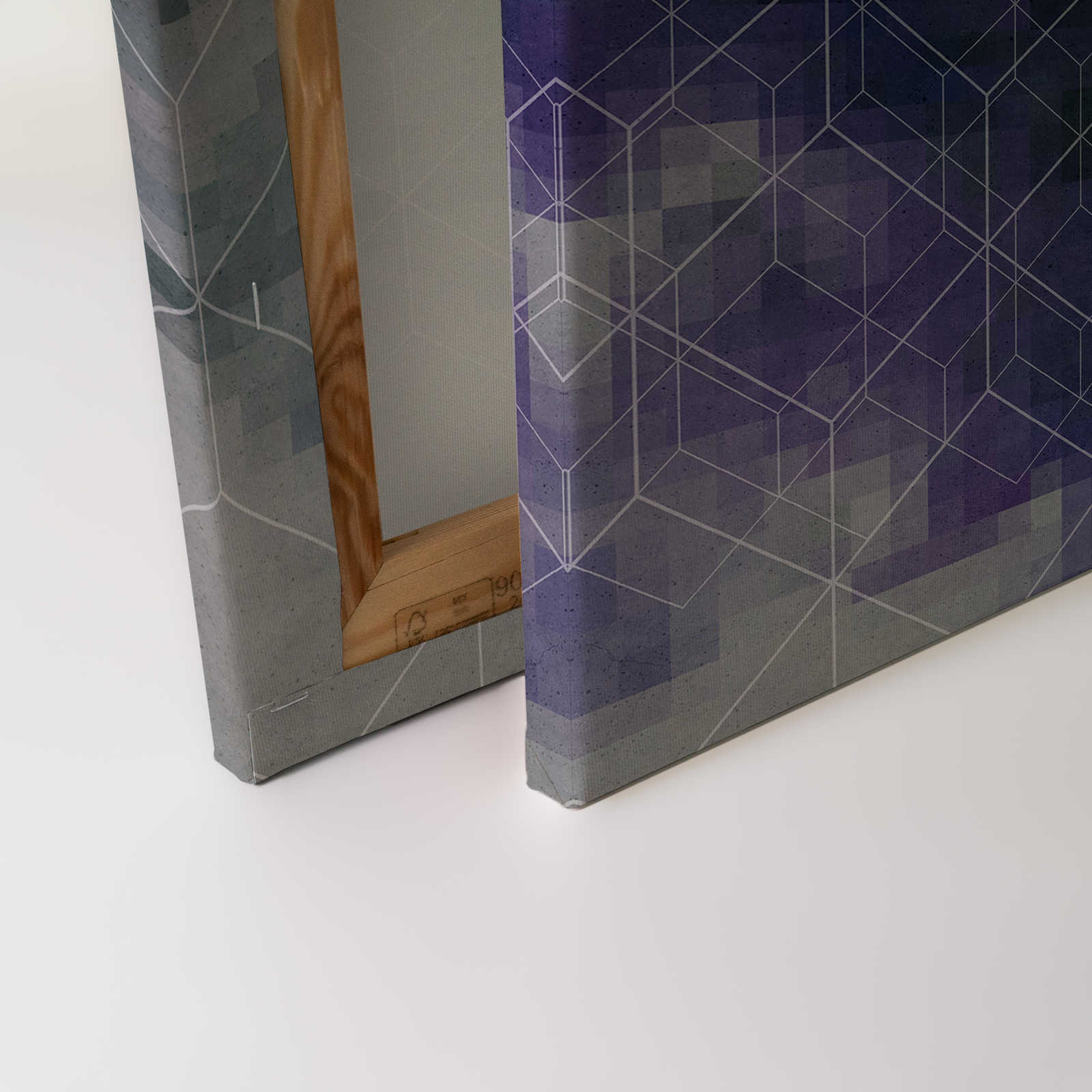 Leinwandbild Farbe-Wolken &amp; Linienmuster | blau, grün, grau – 0,90 m x 0,60 m