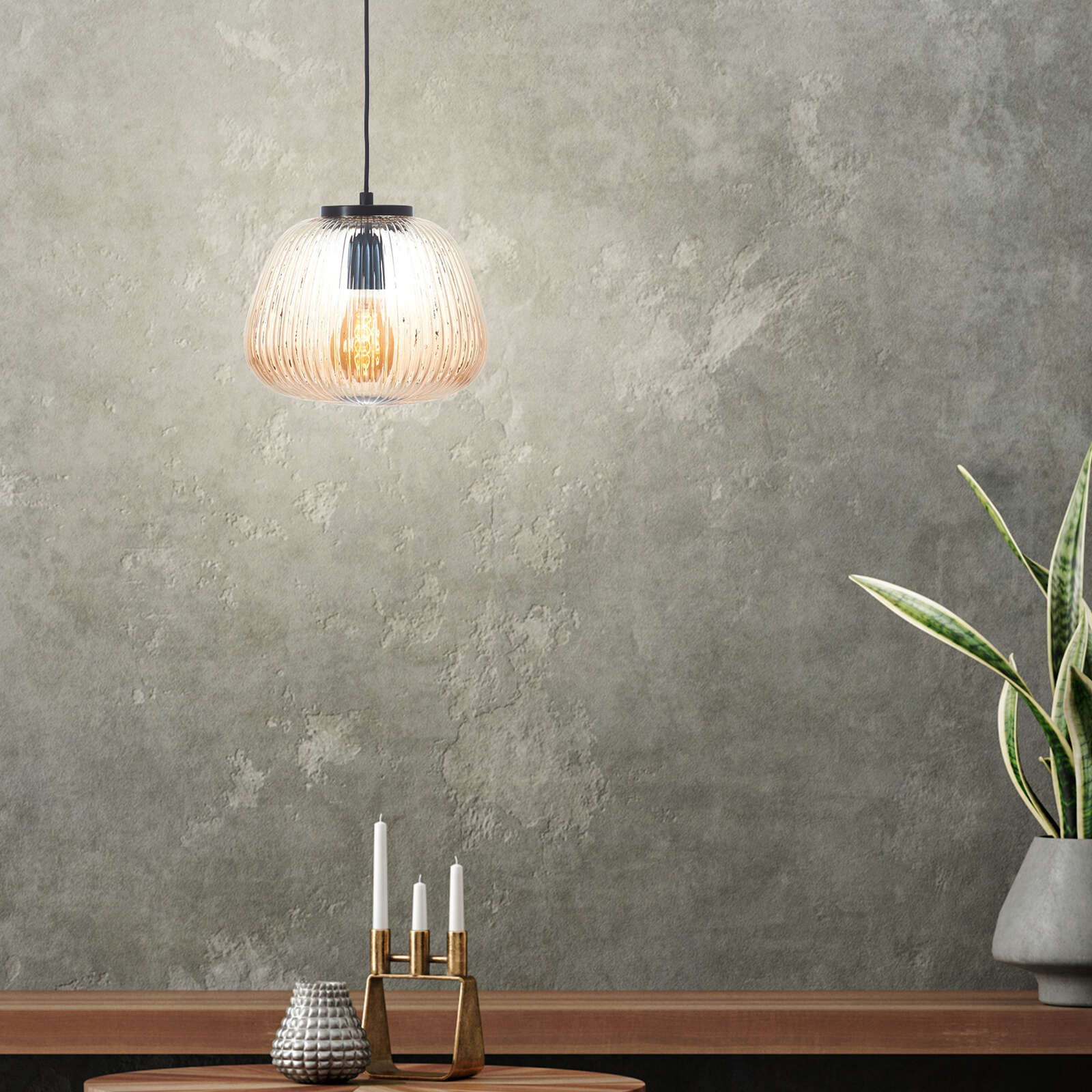             Glass pendant light - Junis 2 - Brown
        