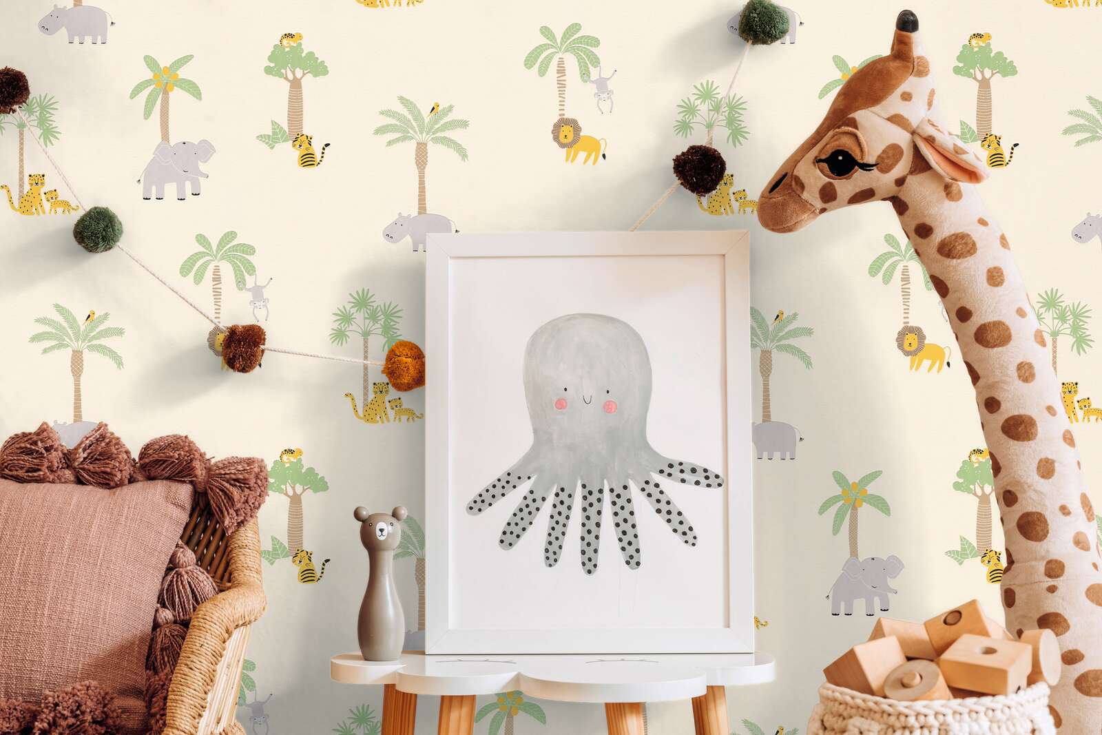 Wanddeko, Wohnzimmerdeko, Giraffe, Tiermotiv, Rahmen