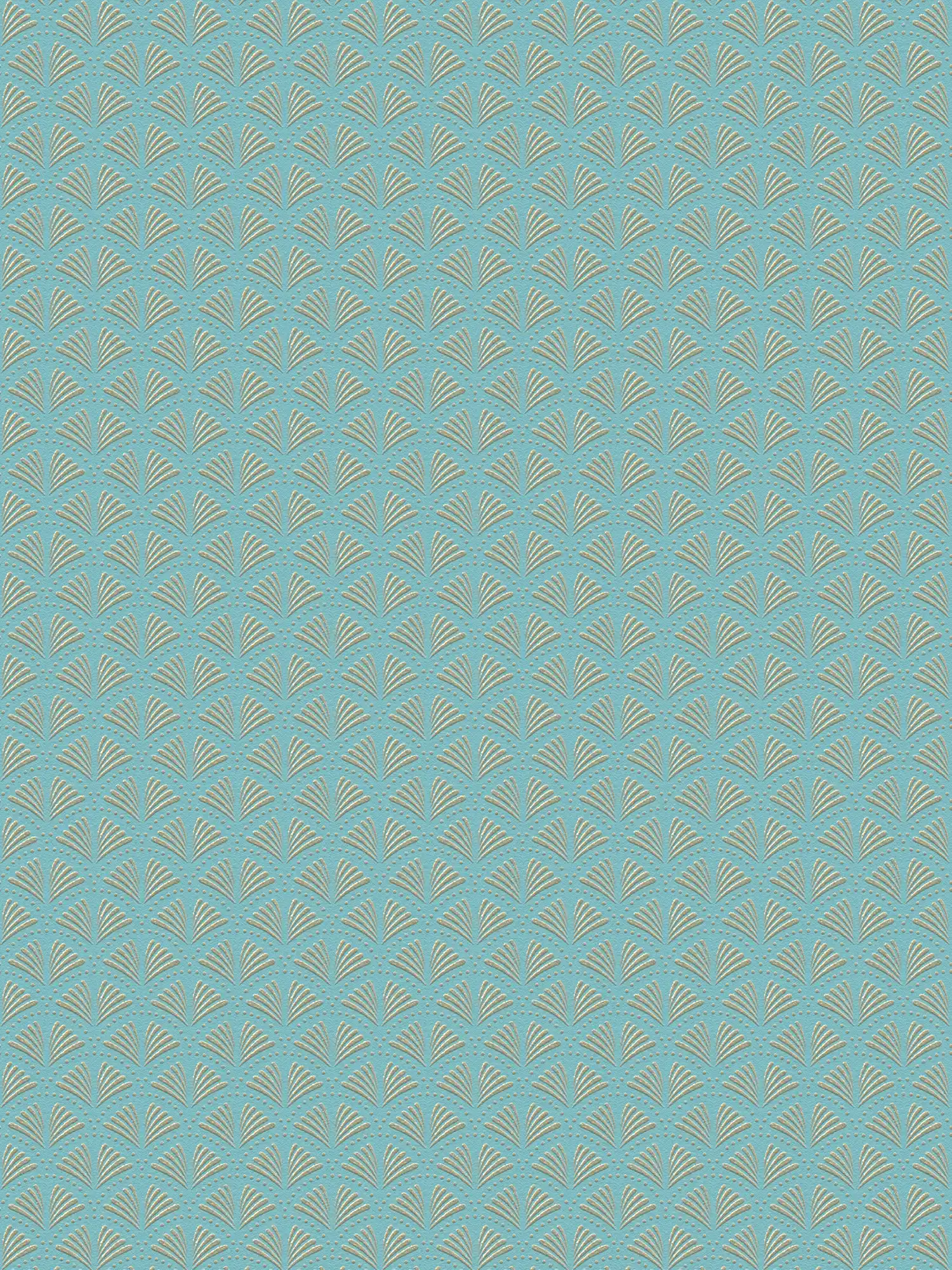         Papier peint intissé turquoise & or Design, effet brillant métallique élégant
    