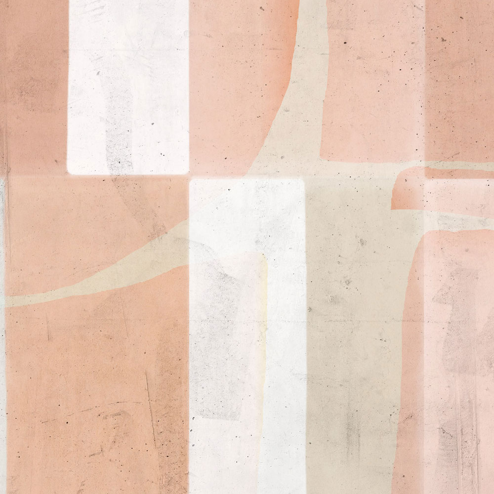             Fototapete »zora« - Grafisches Muster auf Betonputz-Struktur –Hellrot, Beige | Glattes, leicht glänzendes Premiumvlies
        