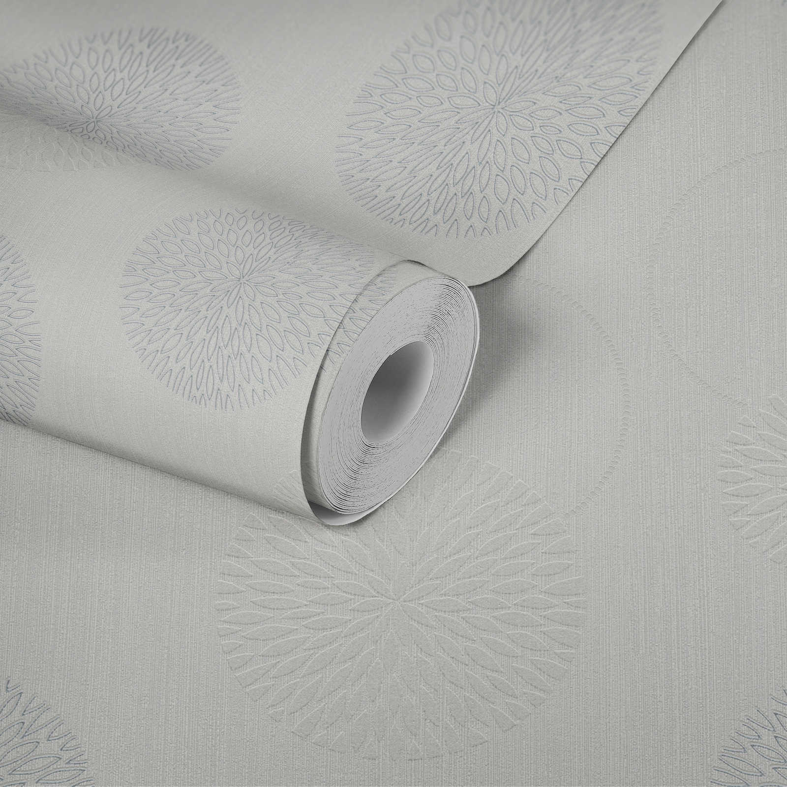             Vliesbehang met glittereffect bloemen in abstract Design - grijs
        