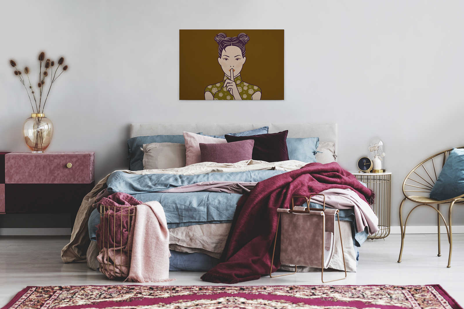 Himari 1 - pssst, Mangastyle auf Leinwandbild in Pappe Struktur – 0,90 m x 0,60 m