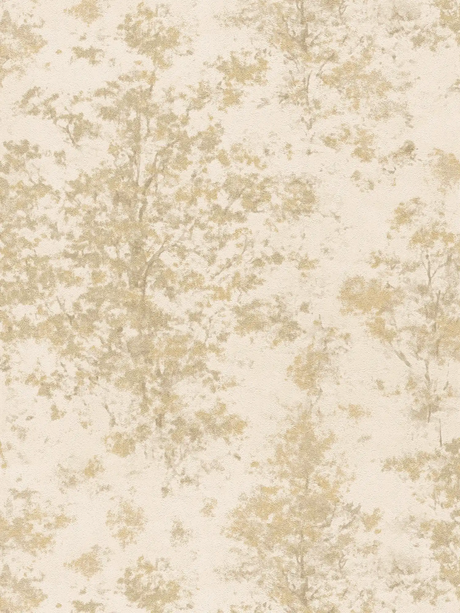         Design Vliestapete mit feiner Baumstruktur strukturiert – Creme, Gelb, Metallic
    