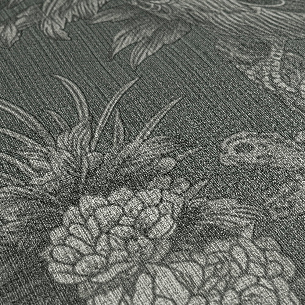 MICHALSKY Vliestapete im englischem Landhausstil floral – Grau, Schwarz